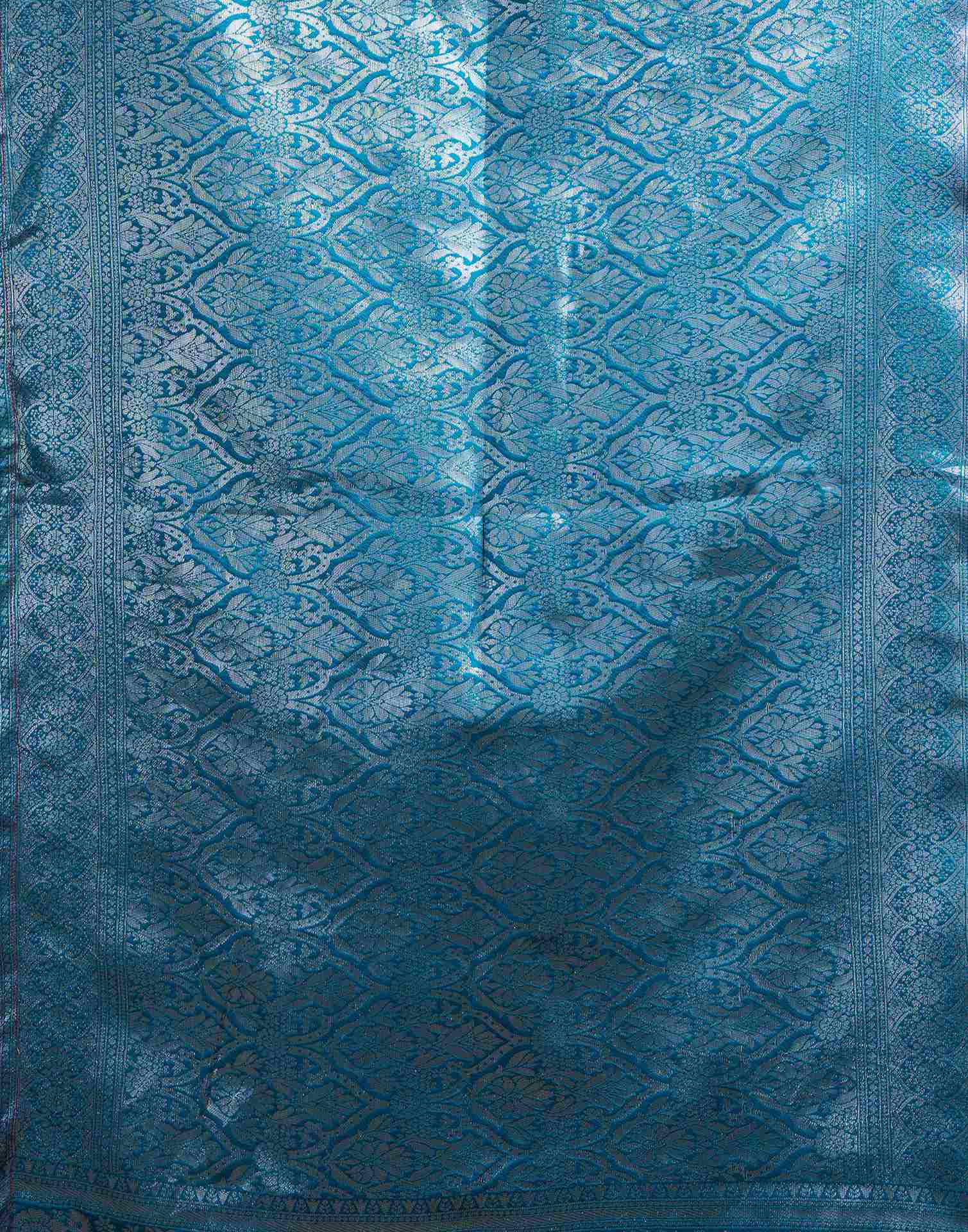 Dusty Beige Silk Woven Banarasi Saree - Image 7