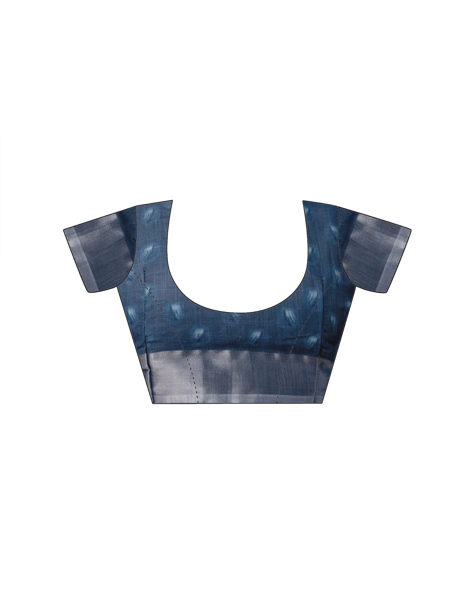 Dusty Blue Linen Printed Zari Border Saree - Image 16
