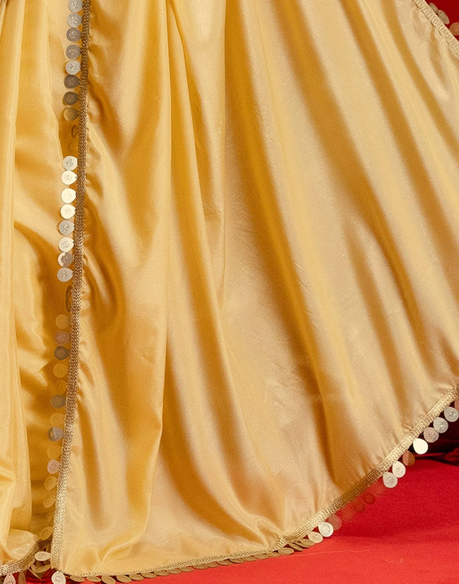 Dusty Golden Shimmer Lace Saree - Image 10