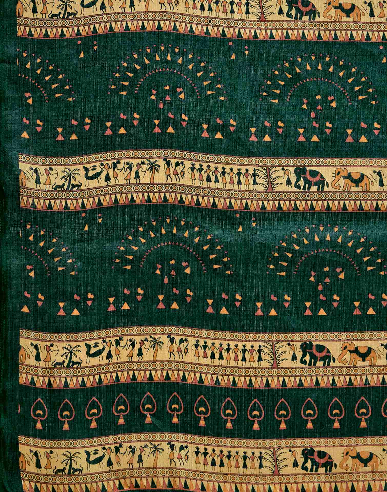 Dusty Lemon Yellow Khadi Printed Saree - Image 9