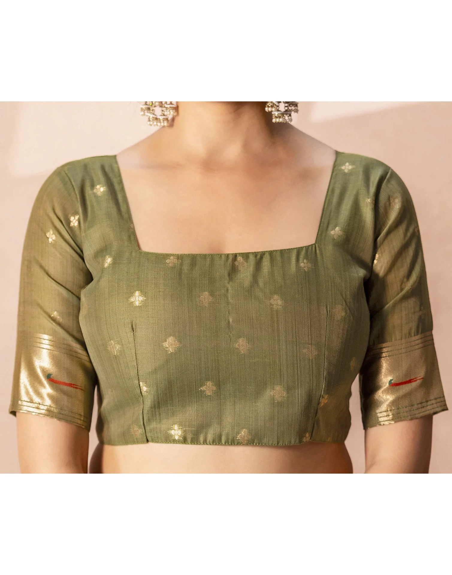 Dusty Mauve Chanderi Cotton Woven Paithani Saree - Image 14