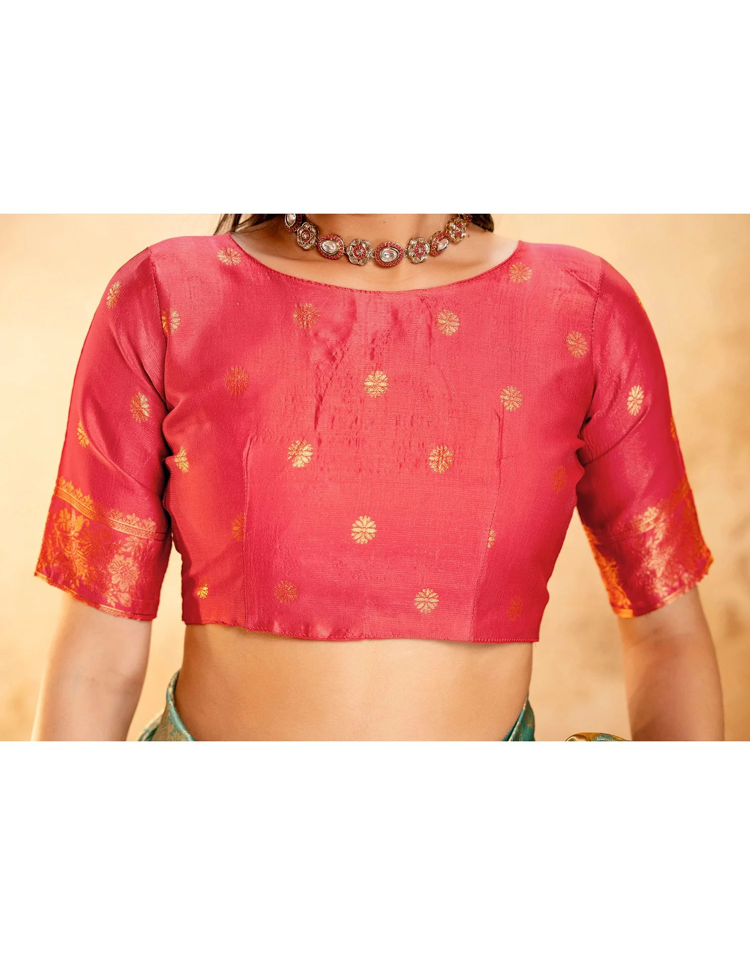 Dusty Mint Blue Silk Woven Banarasi Saree - Image 14
