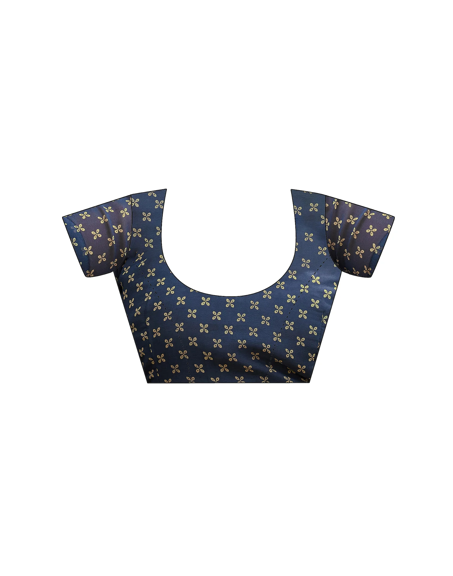 Dusty Navy Blue Georgette Printed Saree - Image 12