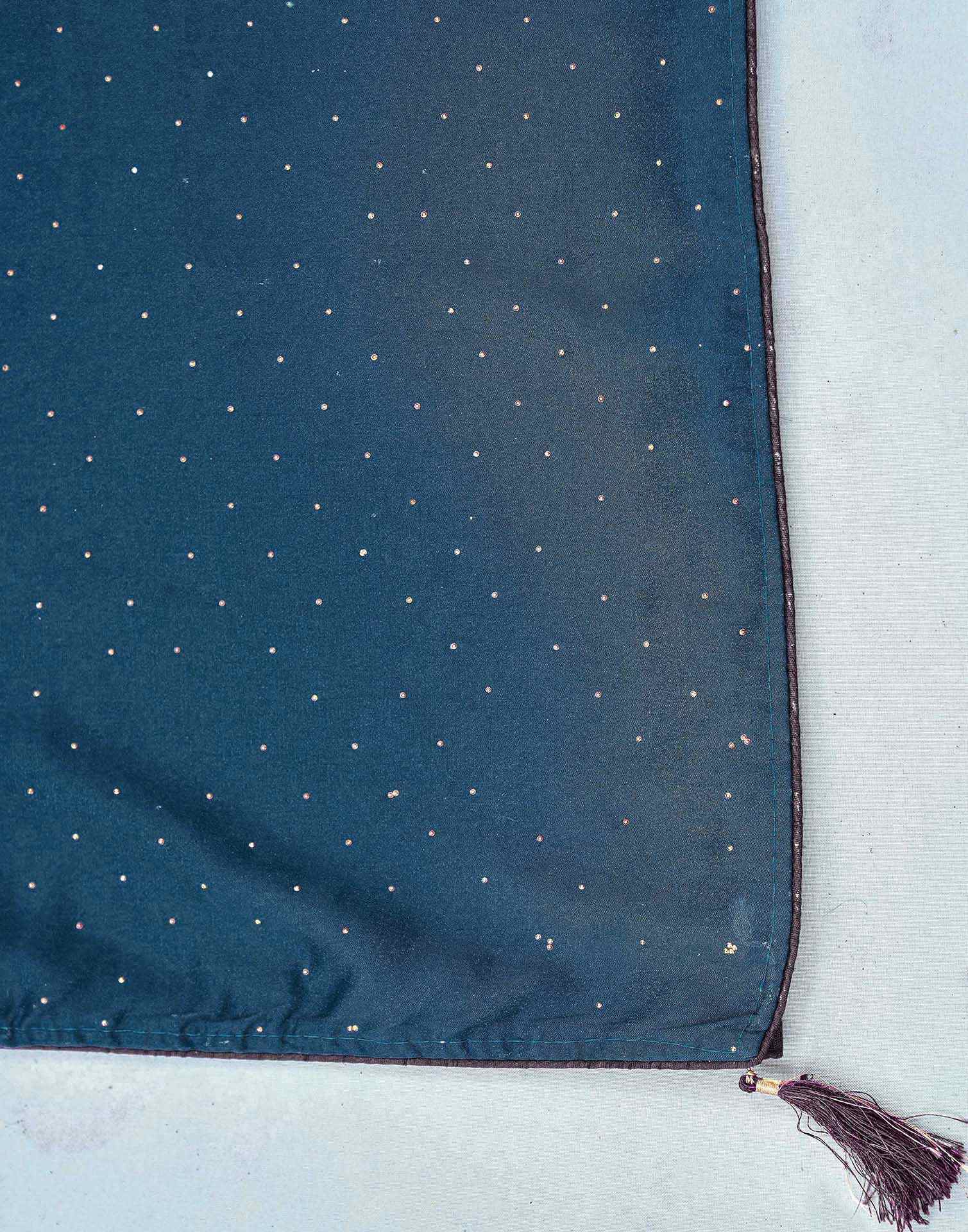 Dusty Navy Blue Georgette Stone Work Swarovski  Saree - Image 8