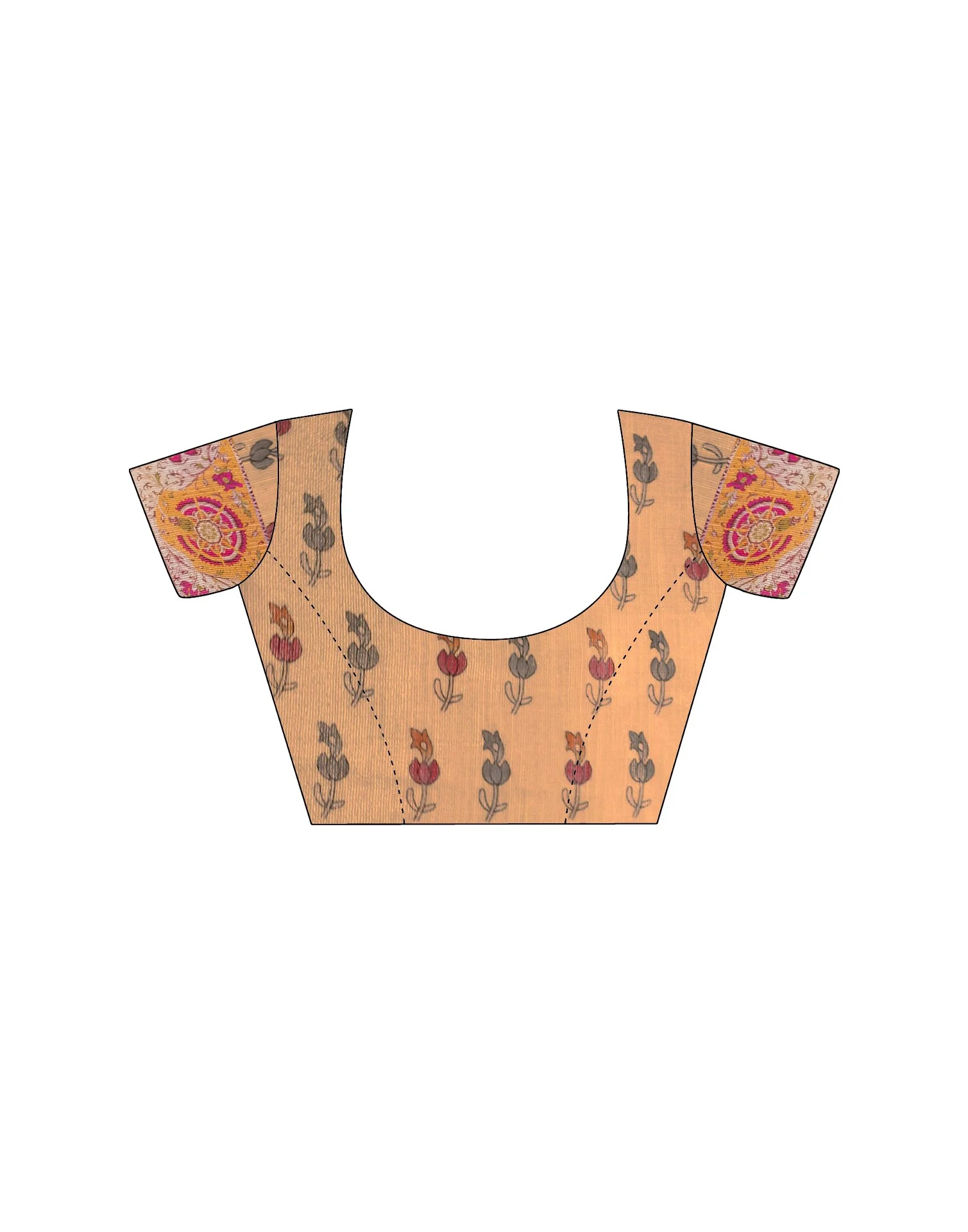 Dusty Orange Linen Floral Printed Saree - Image 8