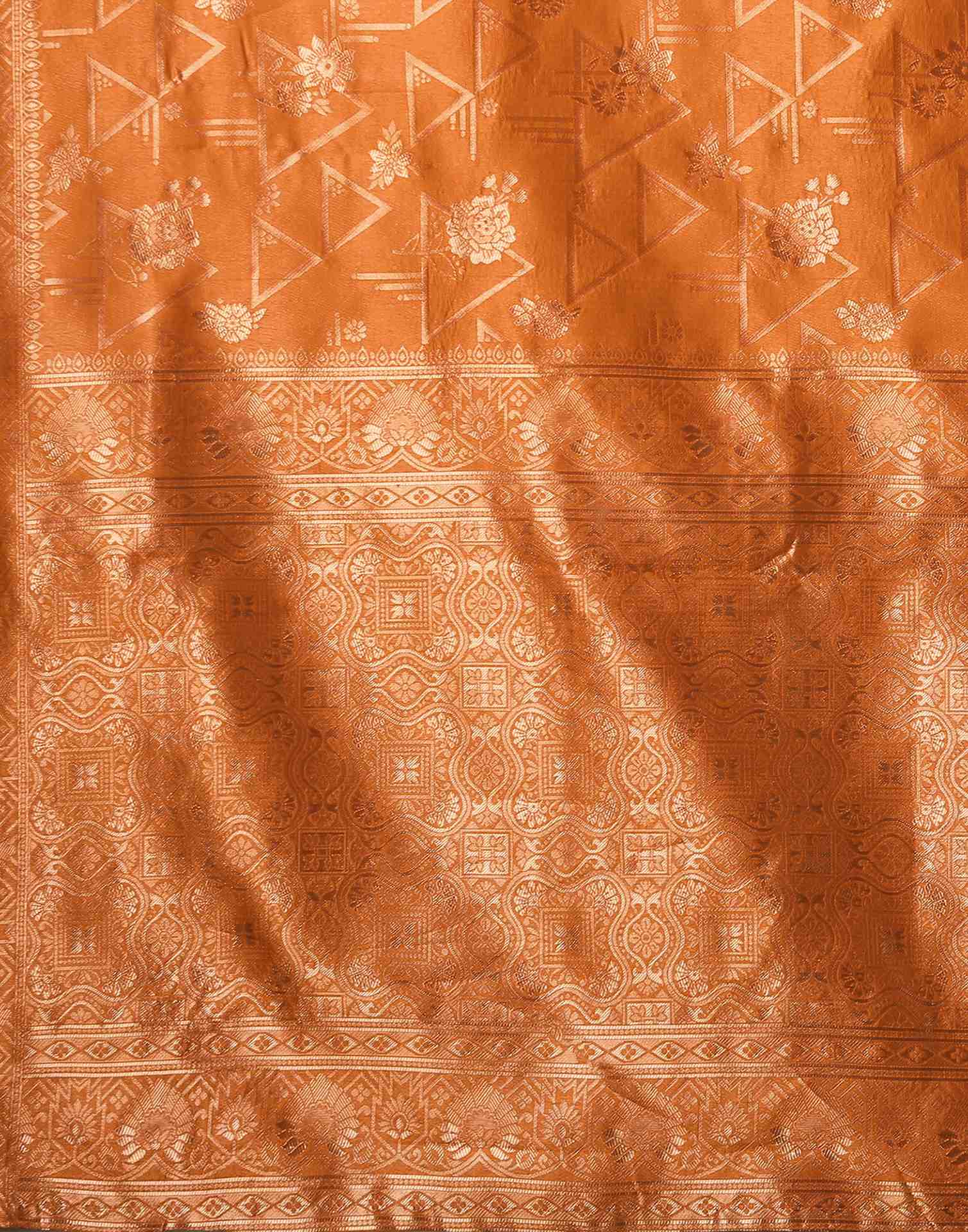 Dusty Orange Silk Woven Banarasi Saree - Image 8