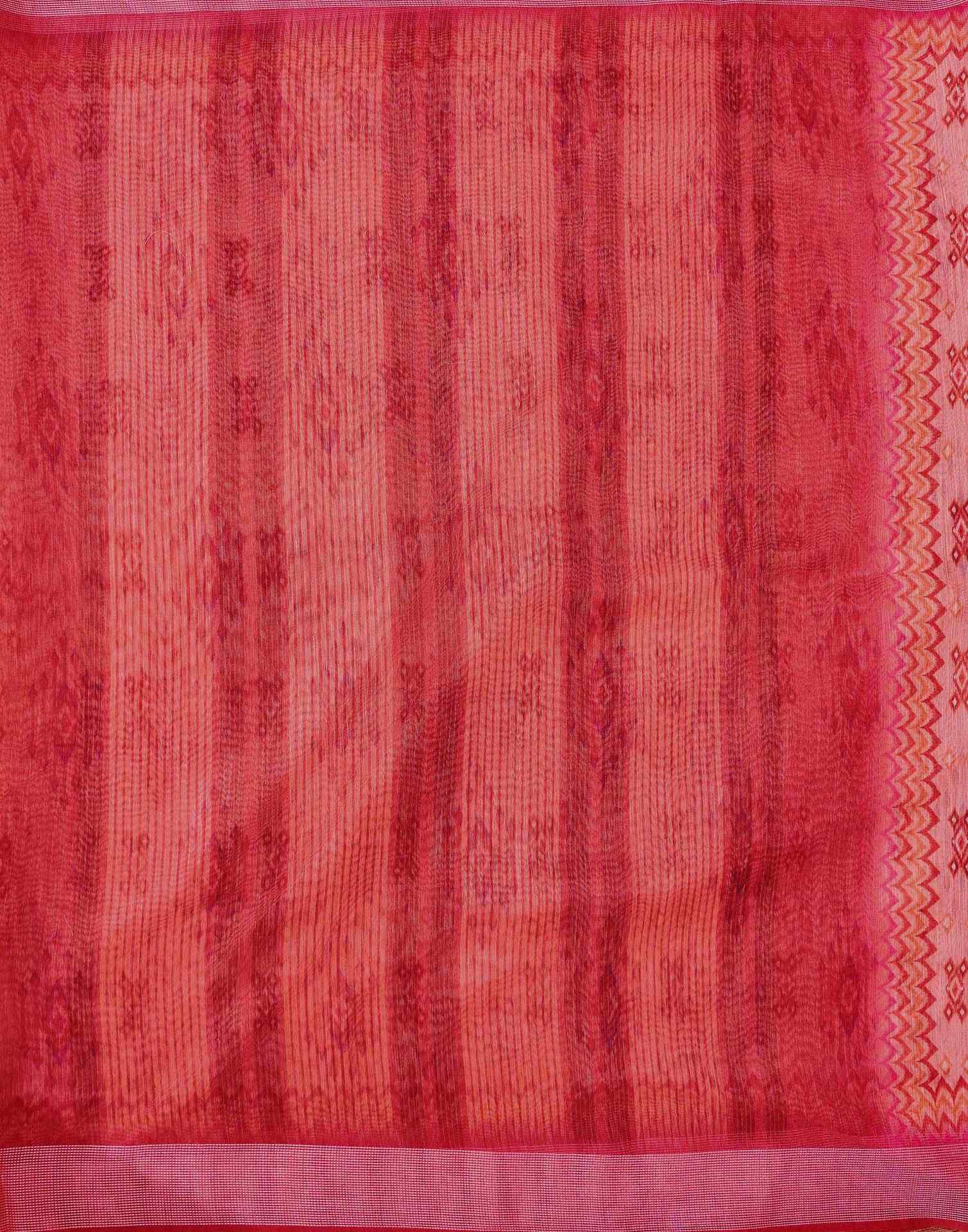 Dusty Peach Linen Printed Saree - Image 10