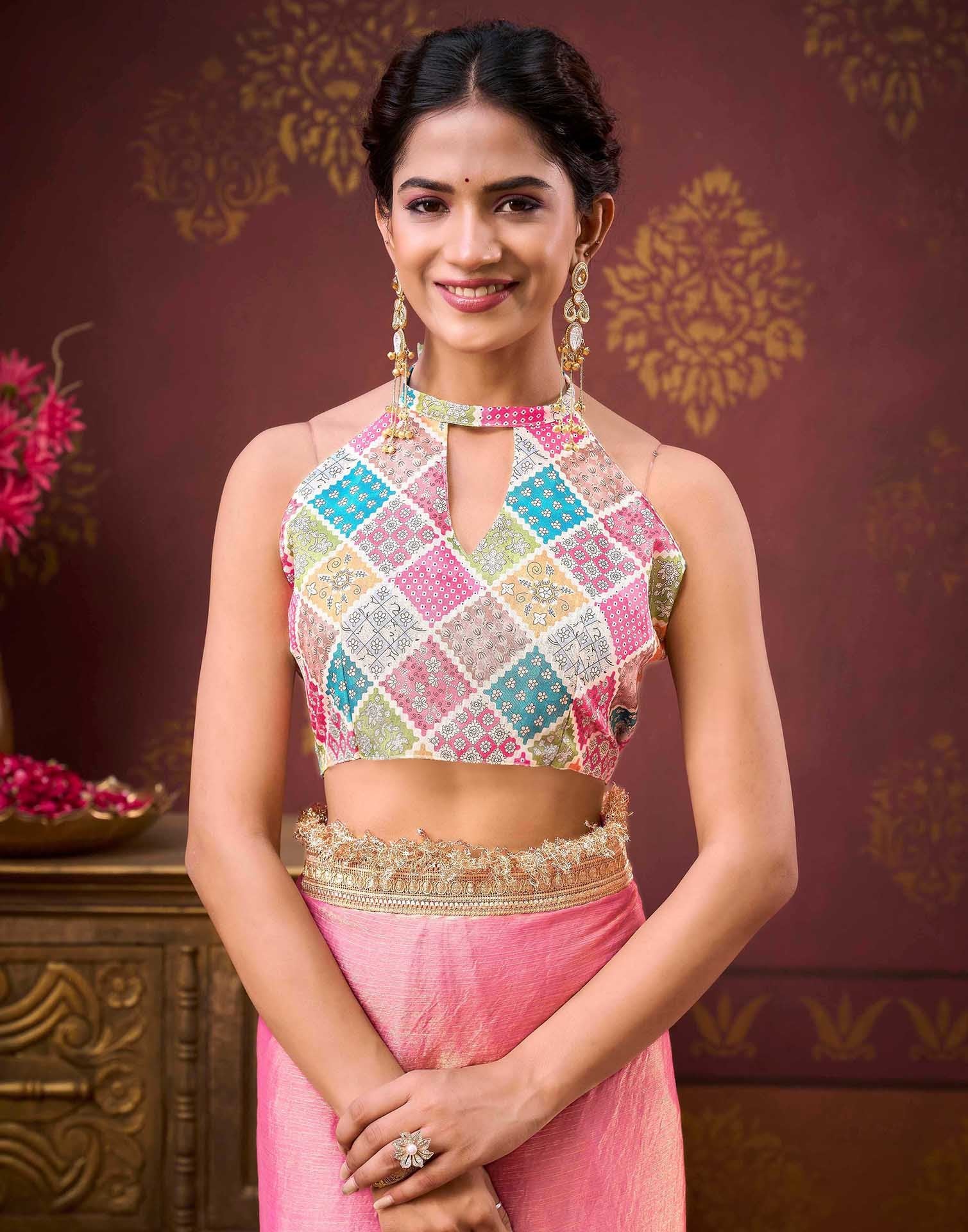 Dusty Pink Shimmer Gota Lace Saree - Image 8