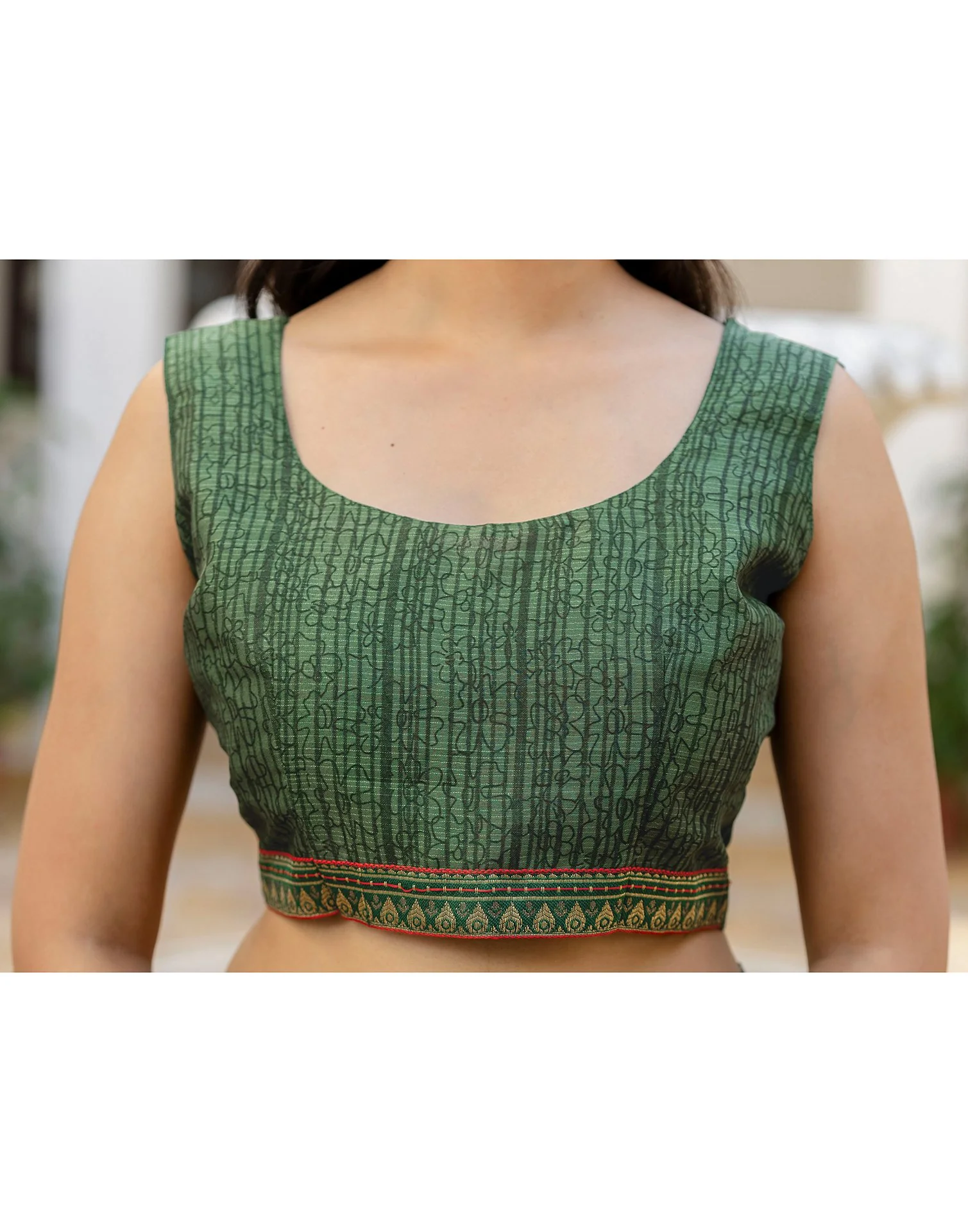 Dusty Pista Green Georgette Printed Lace Saree - Image 13