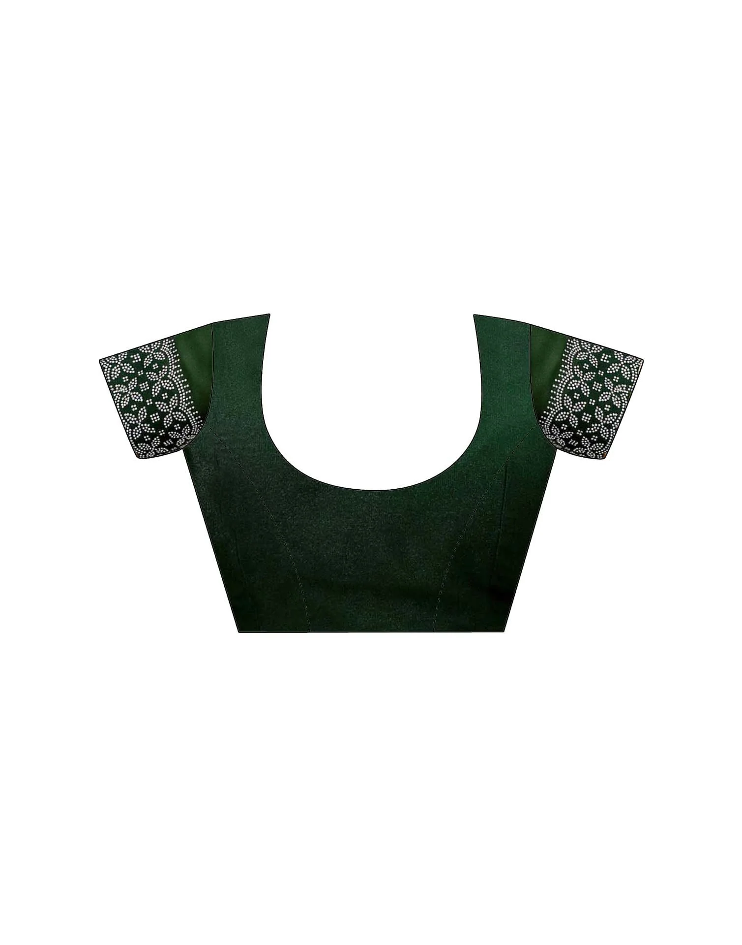 Dark Green Shimmer Stone Work Swarovski Saree - Image 9