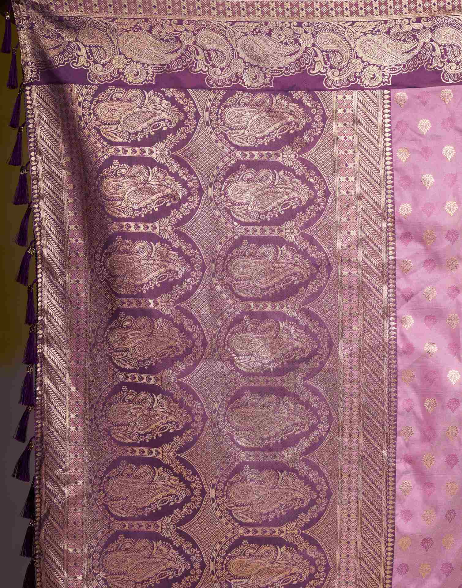 Royal Purple Silk Woven Banarasi Saree - Image 8