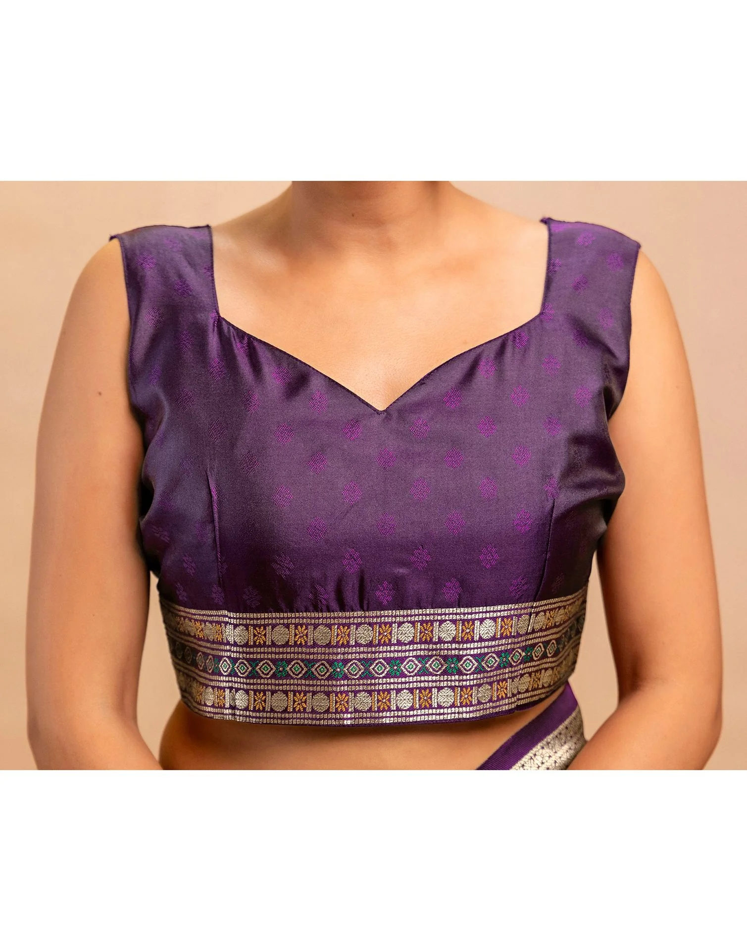 Dusty Purple Silk Woven Banarasi Saree - Image 14