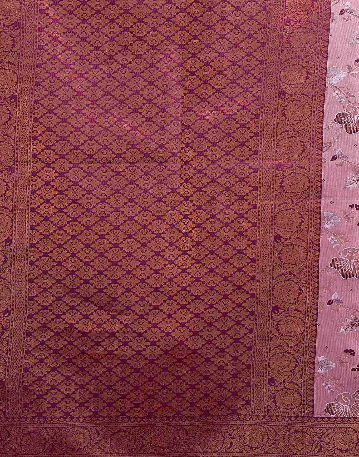 Dusty Purple Silk Woven Kanjivaram Saree - Image 7