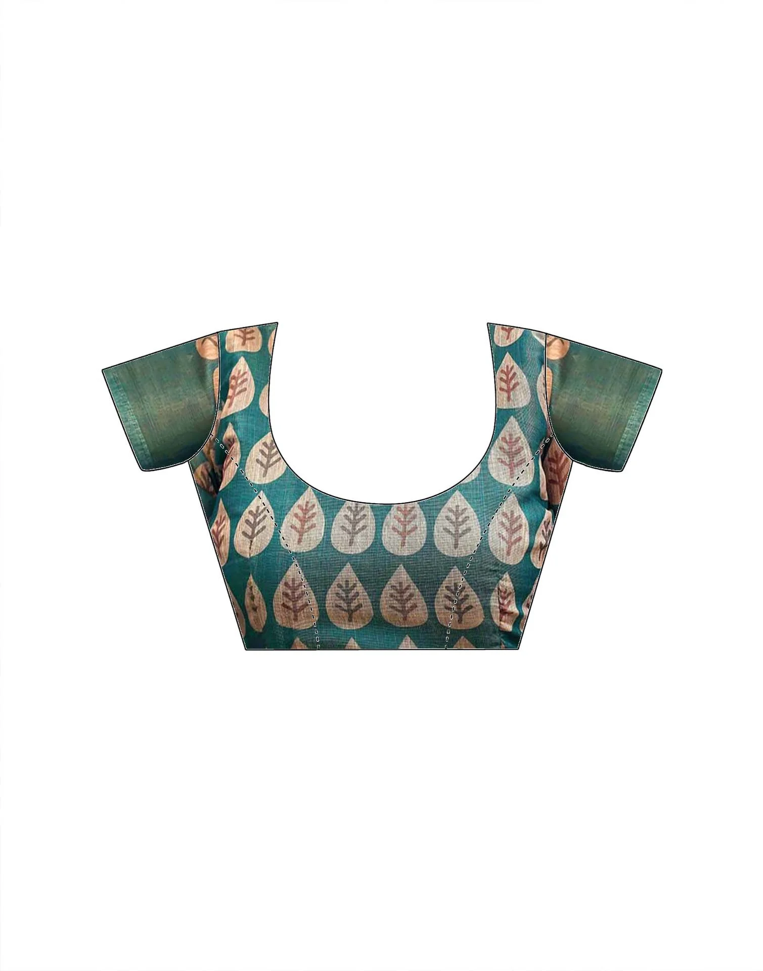 Dusty Rama Blue Shimmer Silk Printed Saree - Image 9