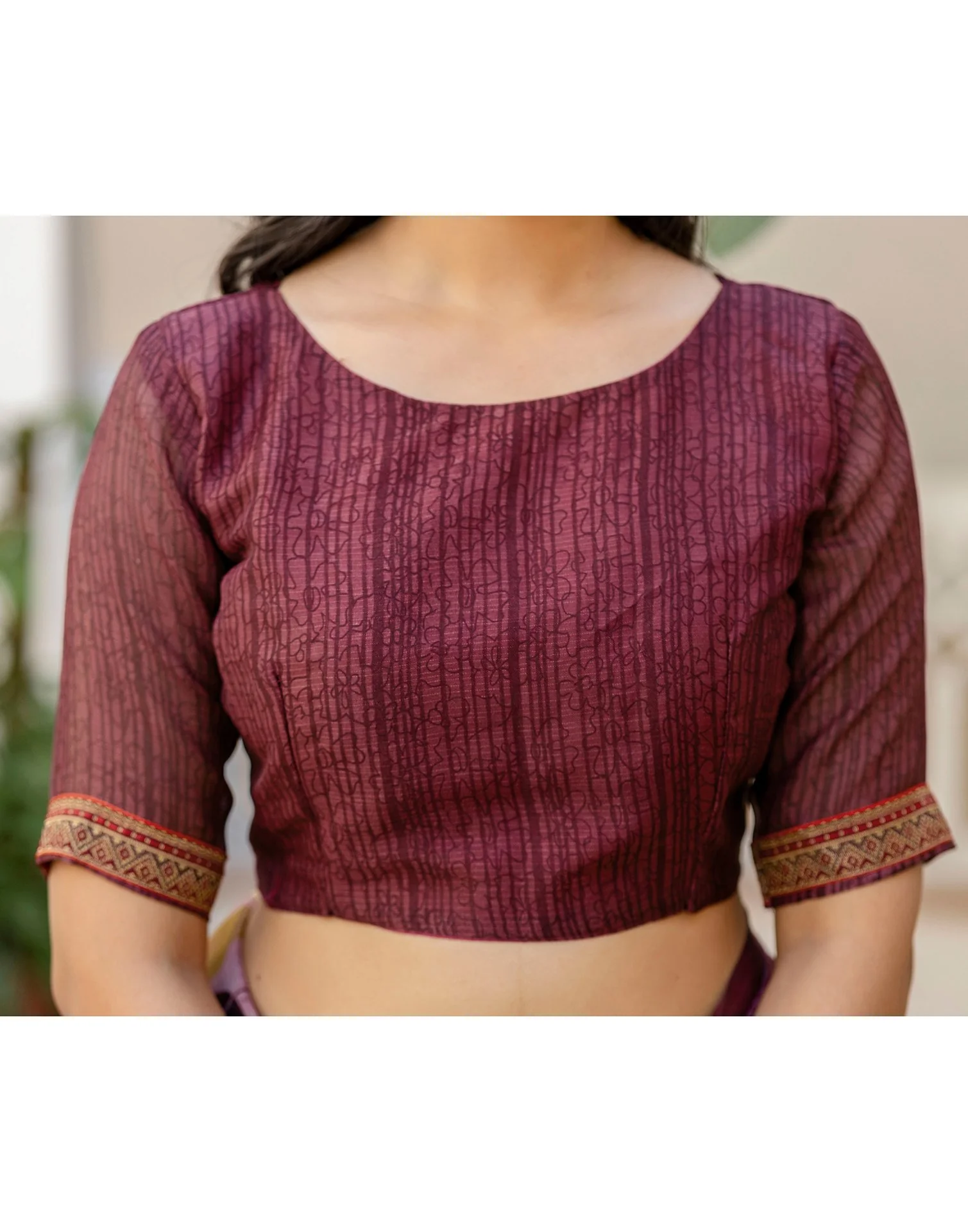 Dusty Rose Pink Georgette Printed Lace Saree - Image 12