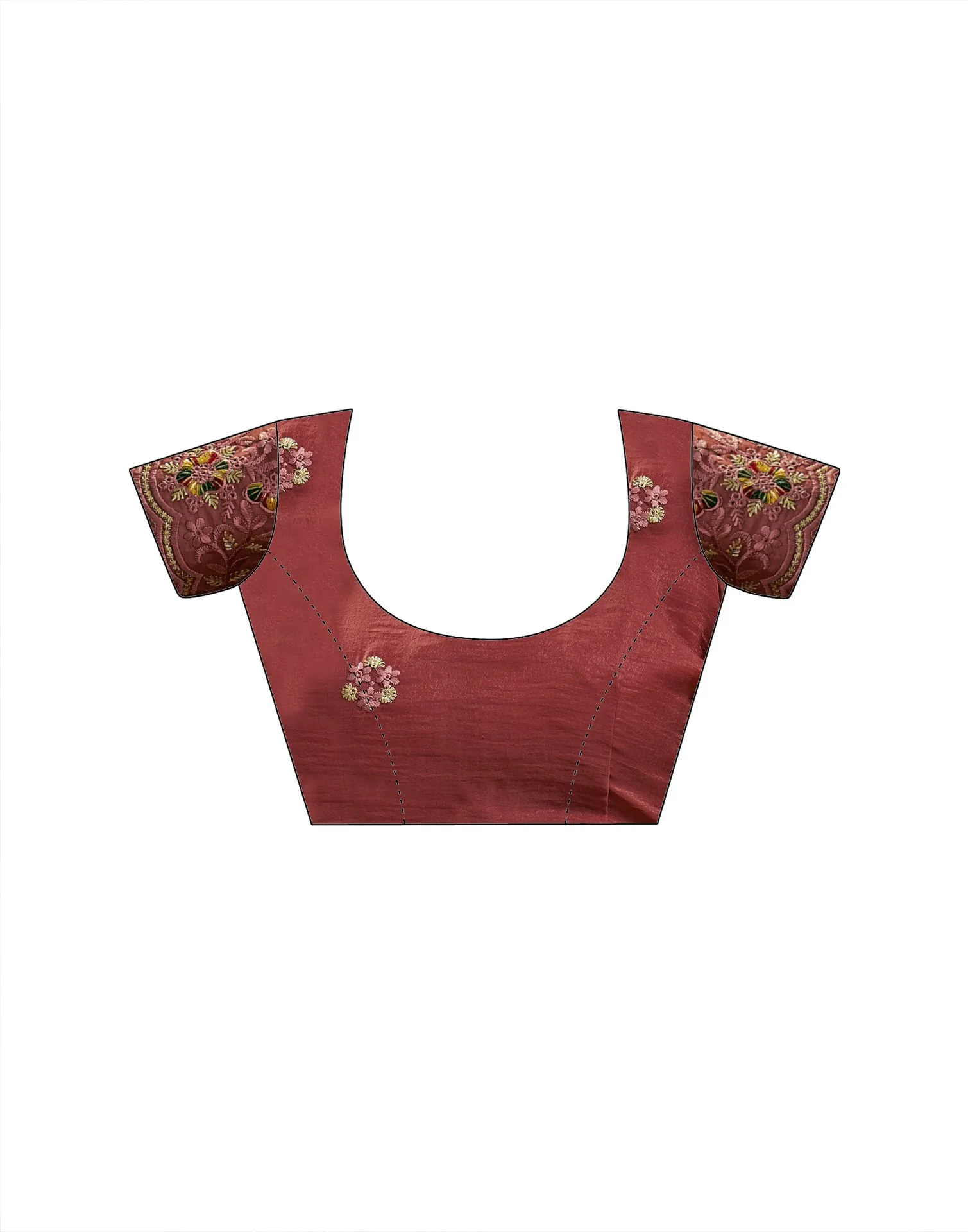 Dusty Rose Pink Shimmer Embroidery Saree - Image 10
