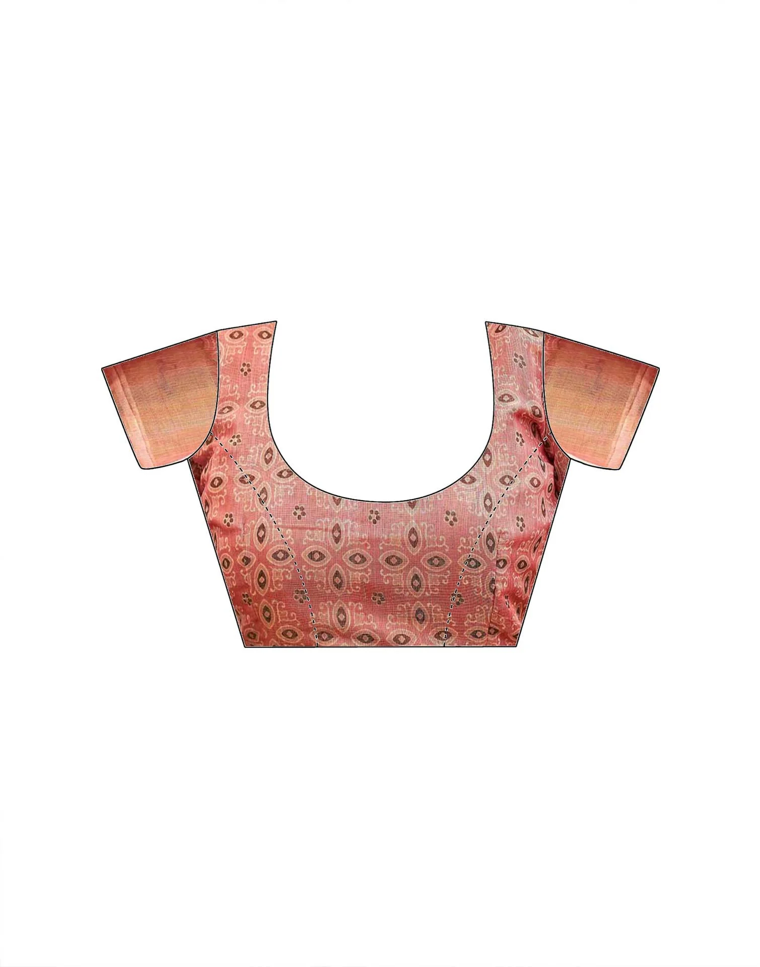 Dusty Rose Pink Shimmer Silk Printed Saree - Image 9