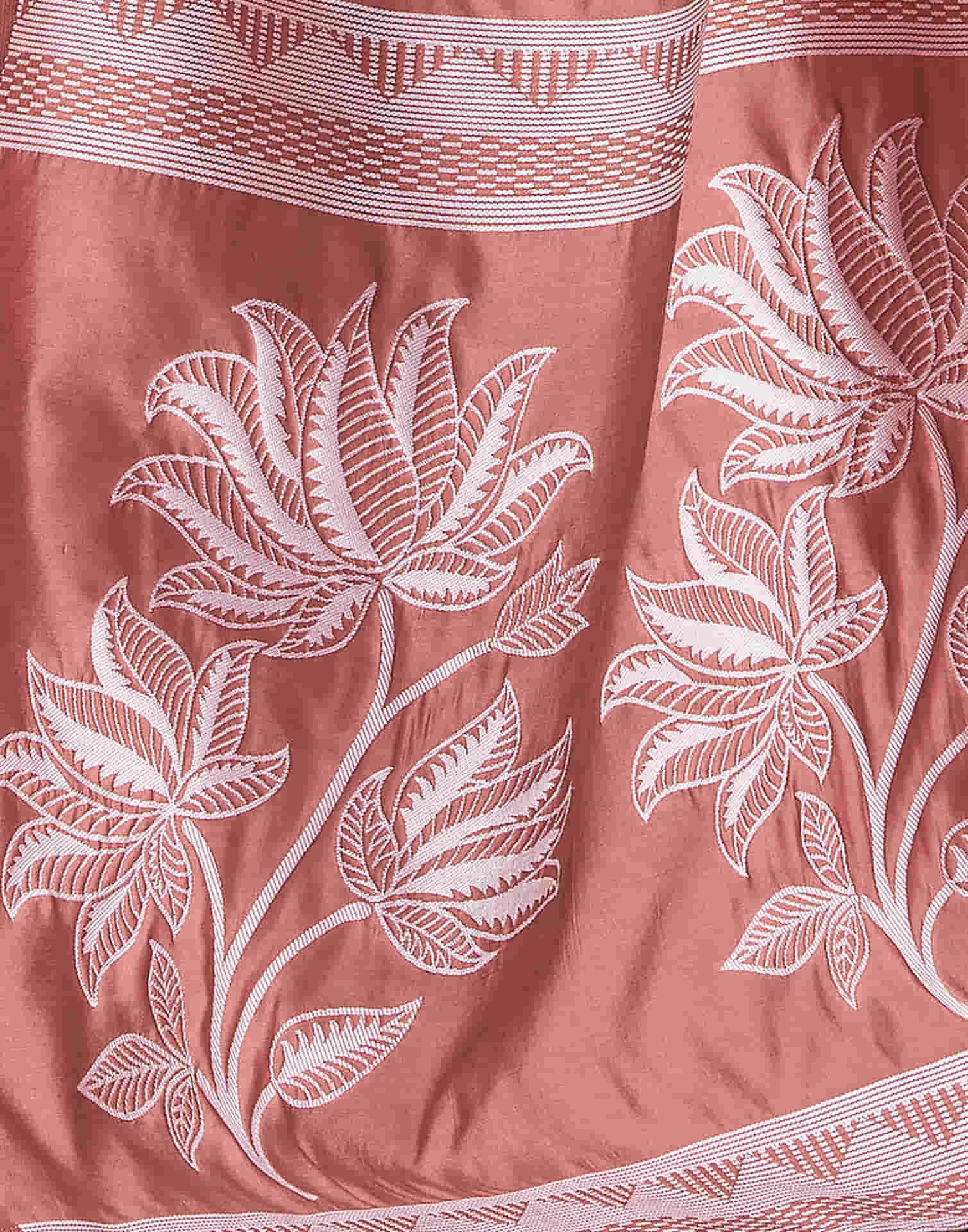Dusty Rose Pink Woven Banarasi Silk Saree - Image 6