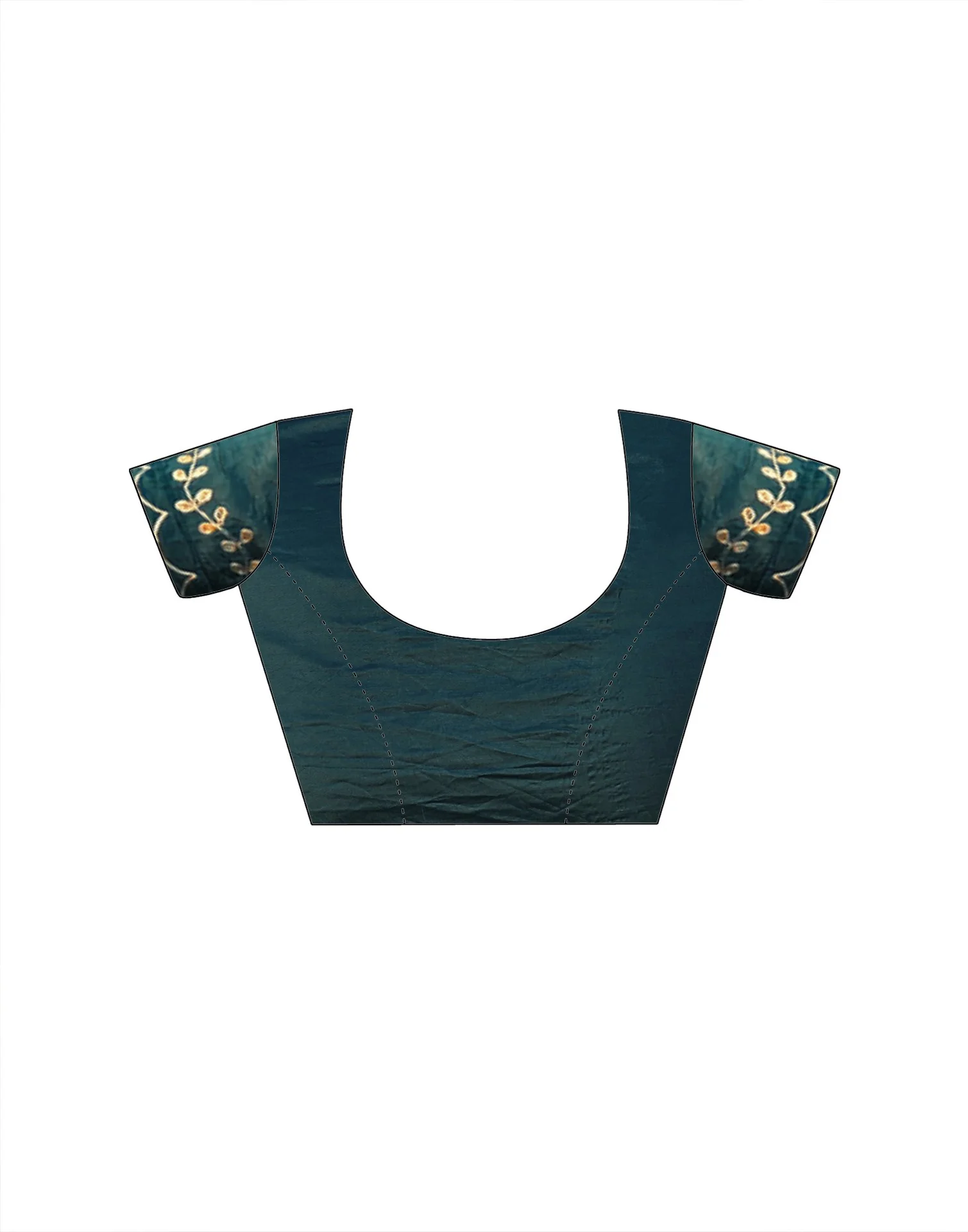 Dusty Teal Blue Crush Tissue Embroidery Saree - Image 12
