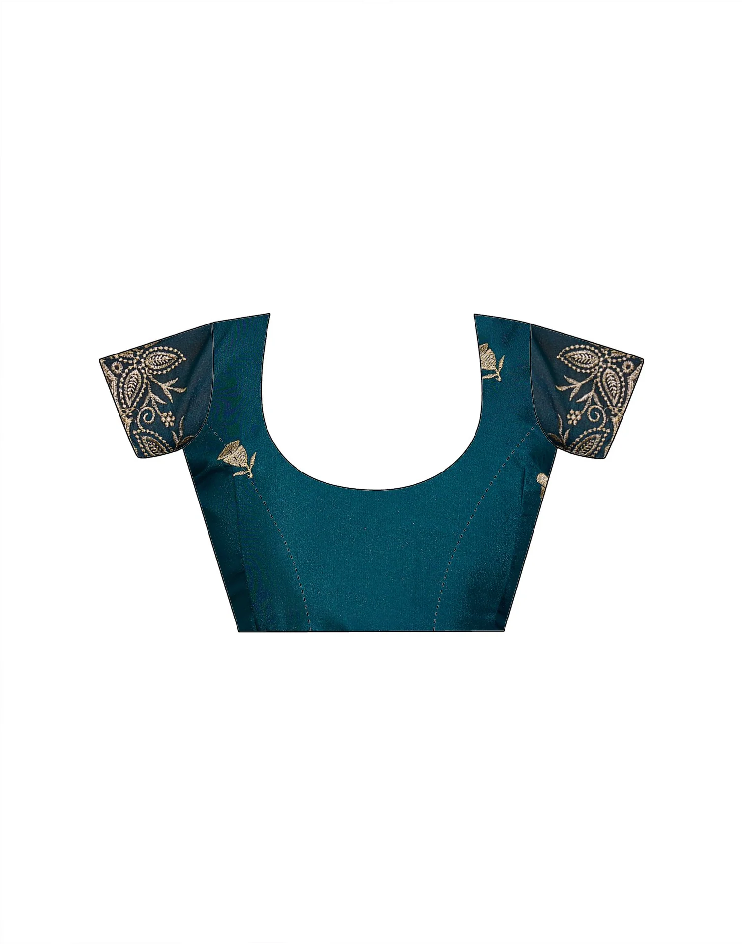 Dusty Teal Blue Shimmer Sequence Embroidery Saree - Image 10