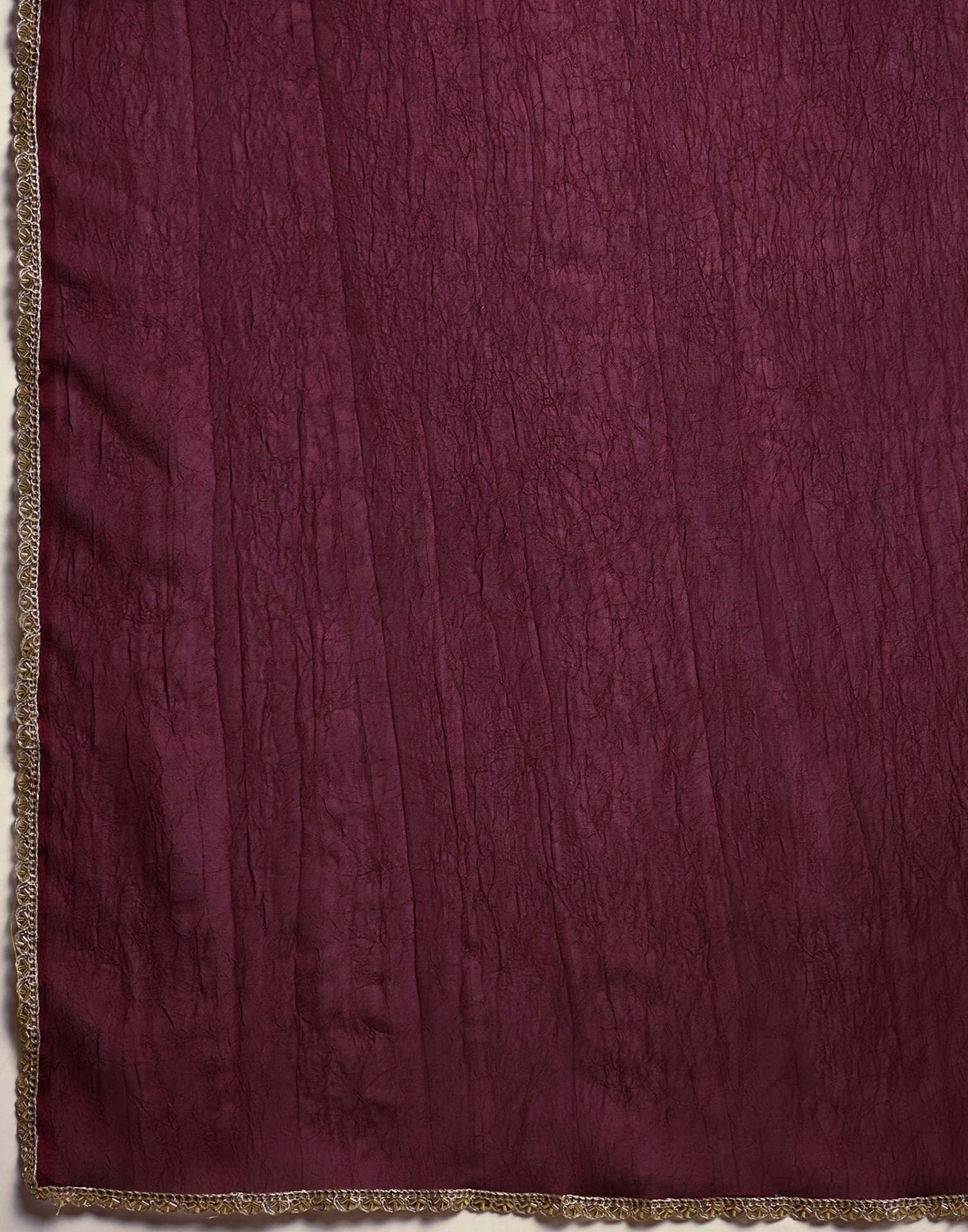 Dusty Wine Crush Silk Lace Saree - Image 8