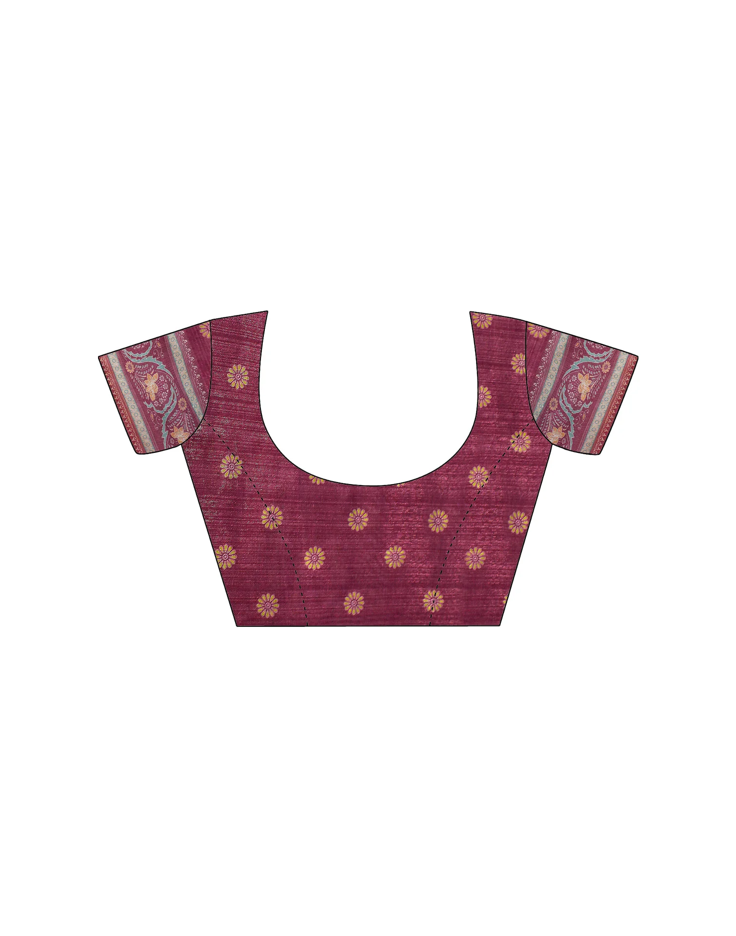 Dusty Wine Linen Printed Saree - Image 7