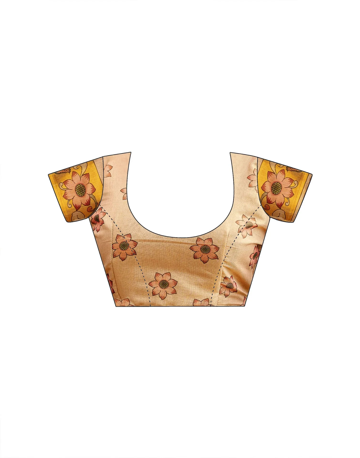 Golden Shimmer Silk Printed Kalamkari SareeĀ - Image 9