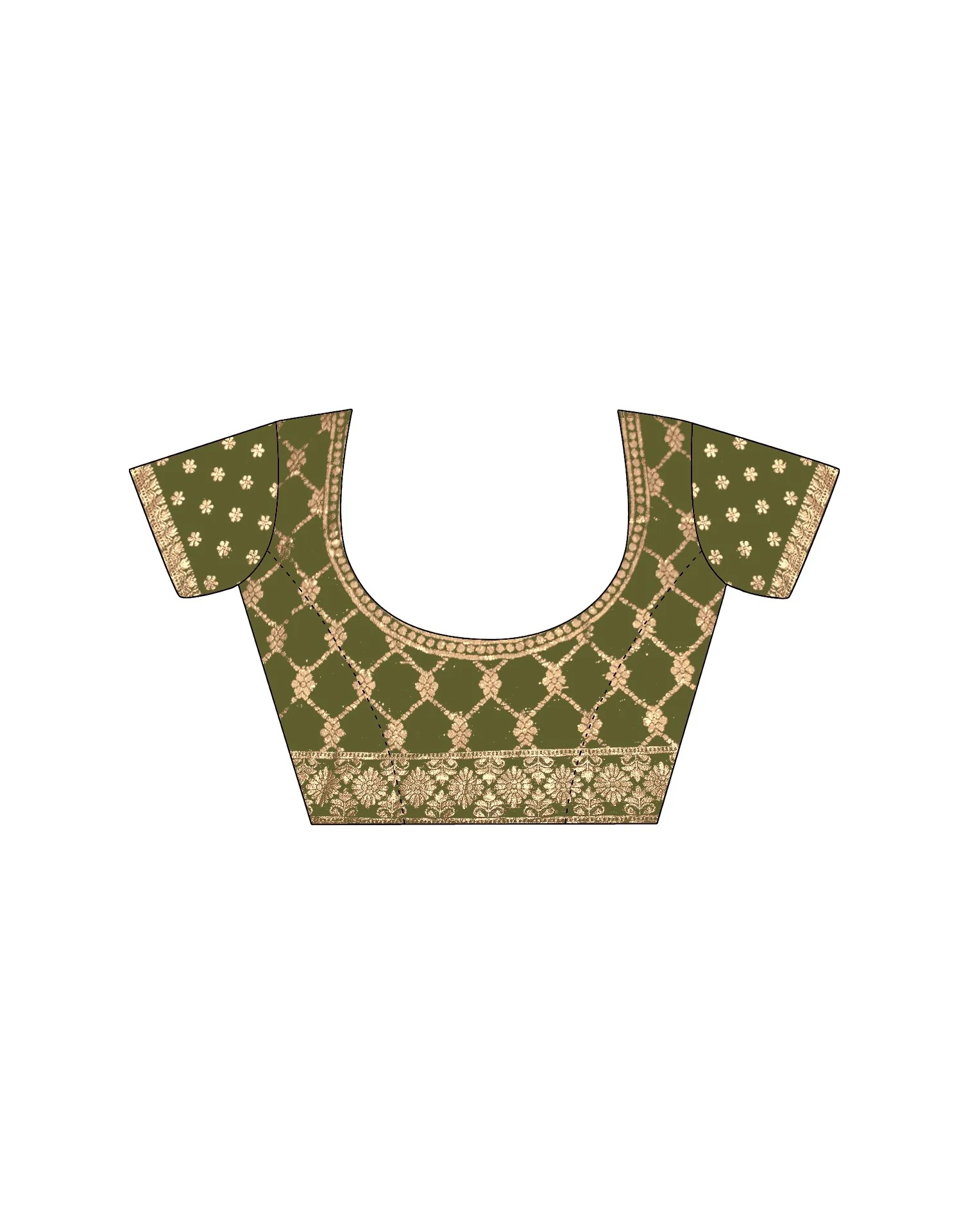 Green Chiffon Lace Saree - Image 8