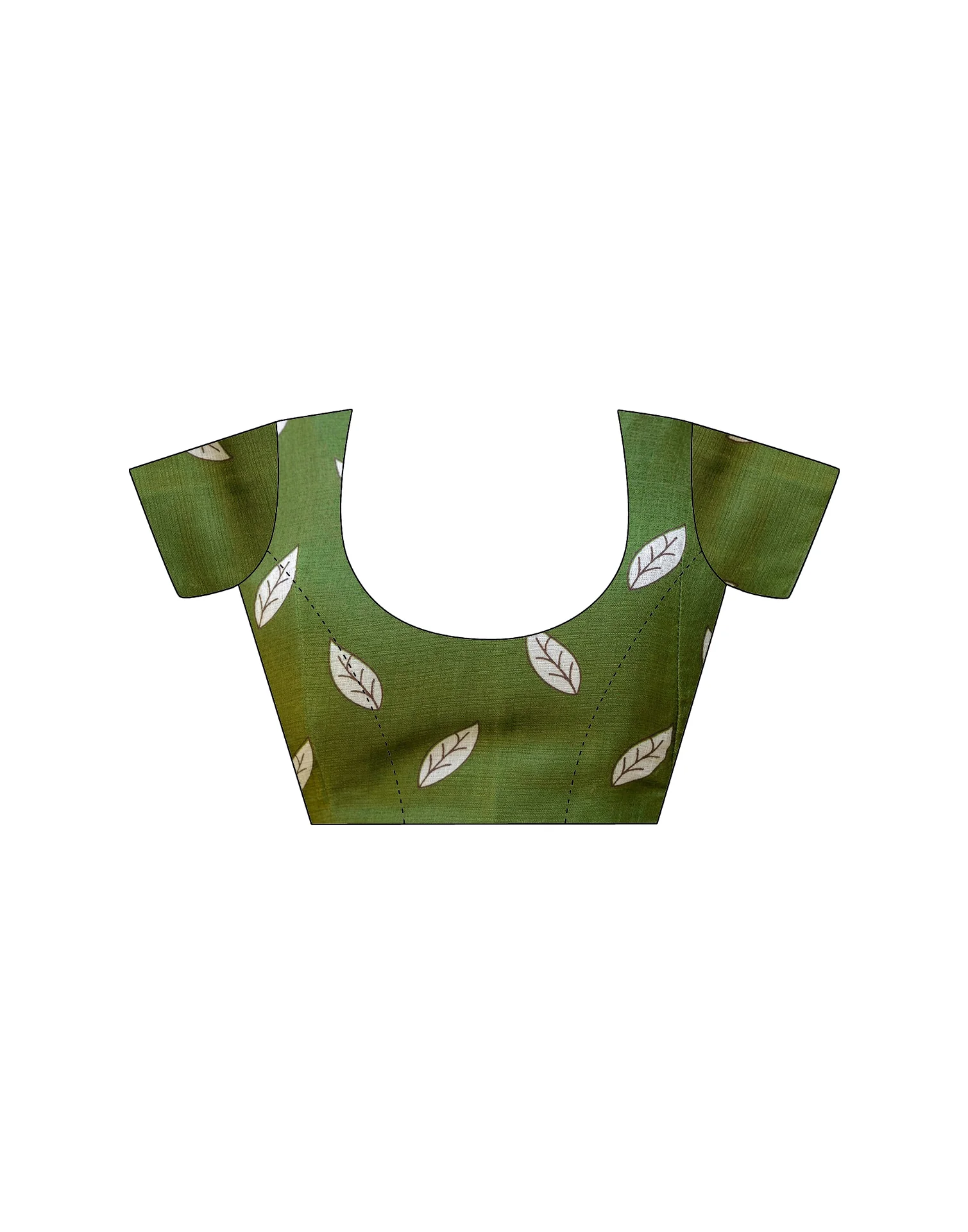 Green Cotton Blend Floral printed Saree - Image 11