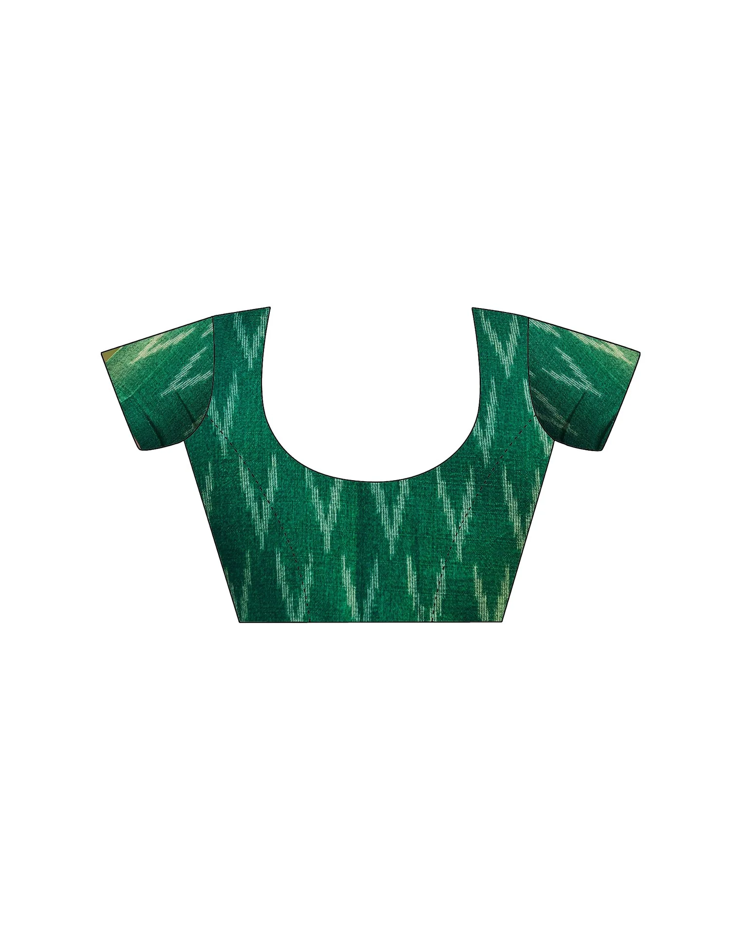 Green Cotton Blend Ikkat Printed Saree - Image 12