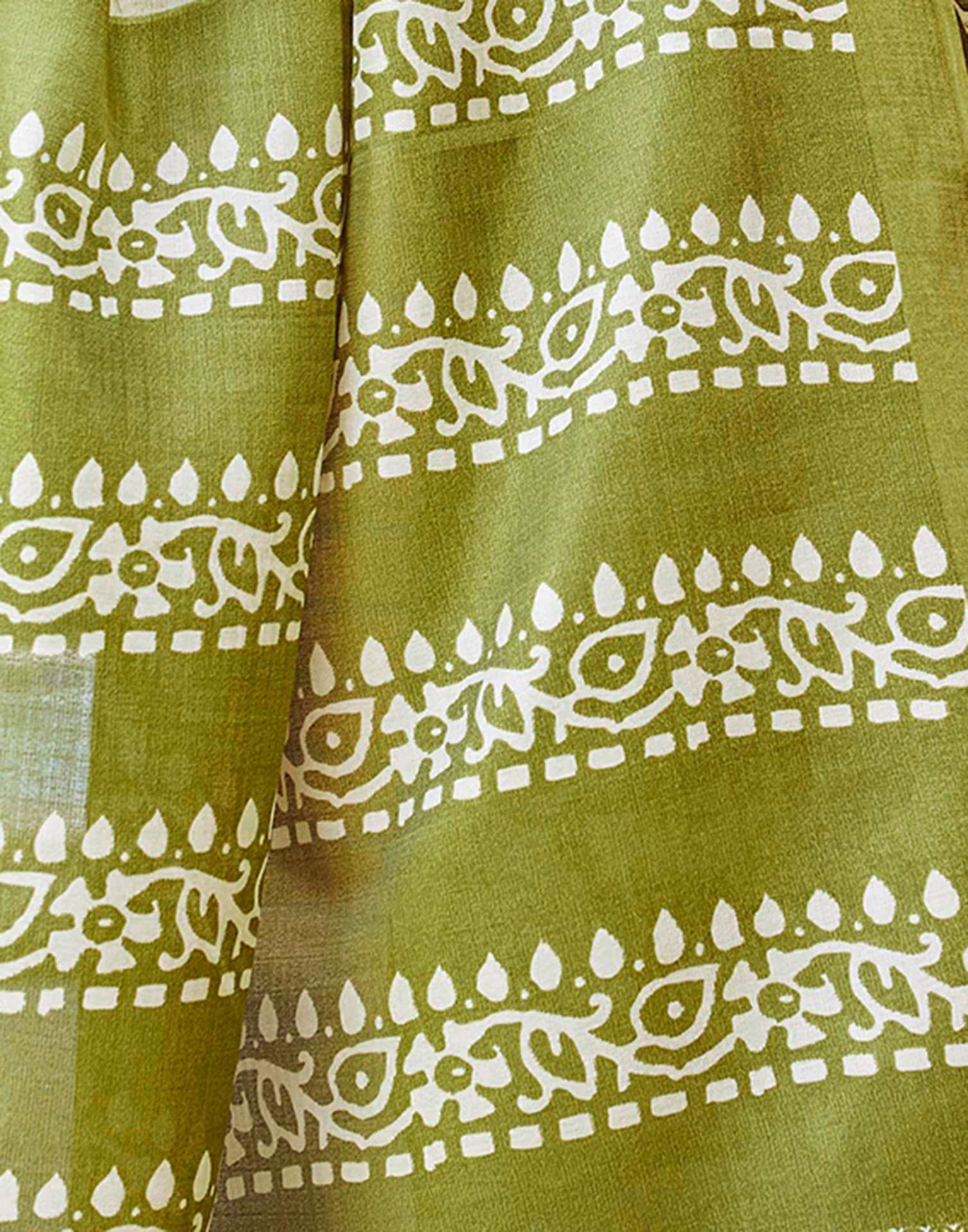Green Cotton Printed Saree - Image 8