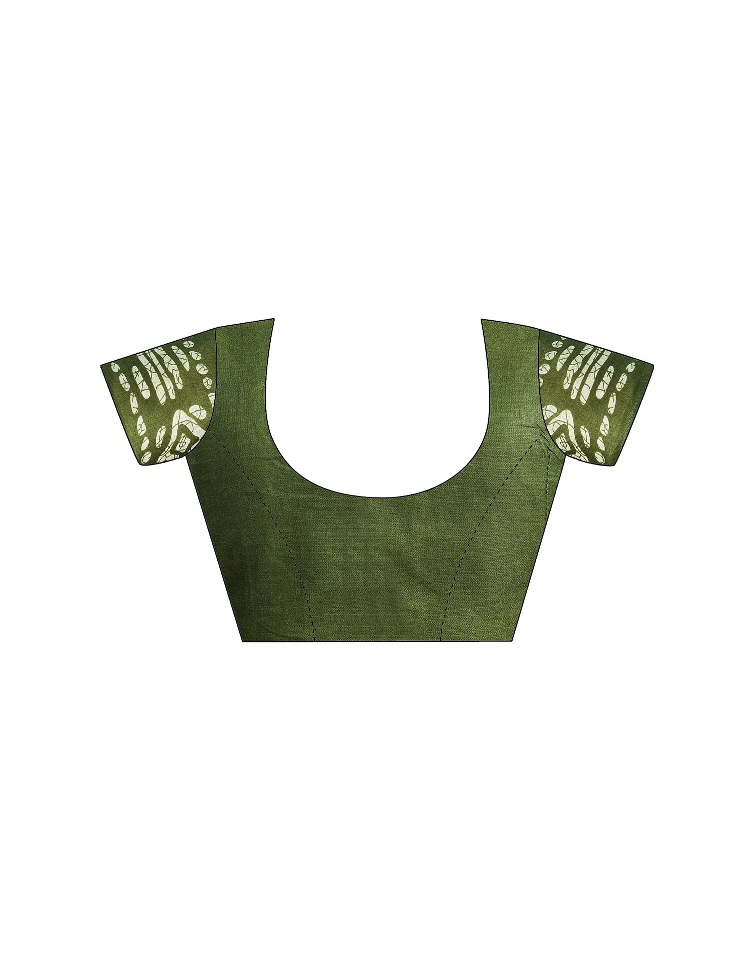 Green Cotton Printed Saree - Image 9