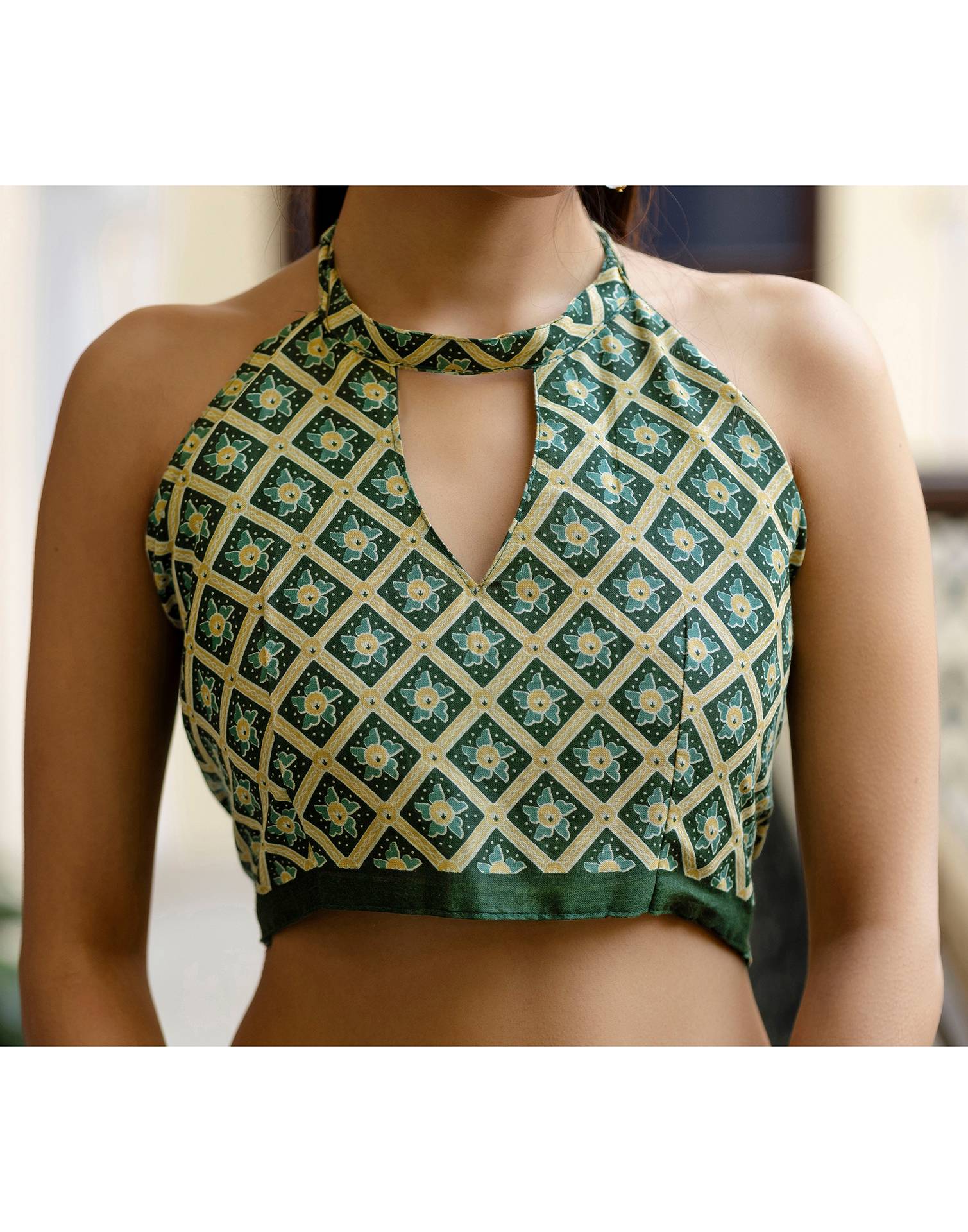 Green Cotton Printed Saree - Image 11