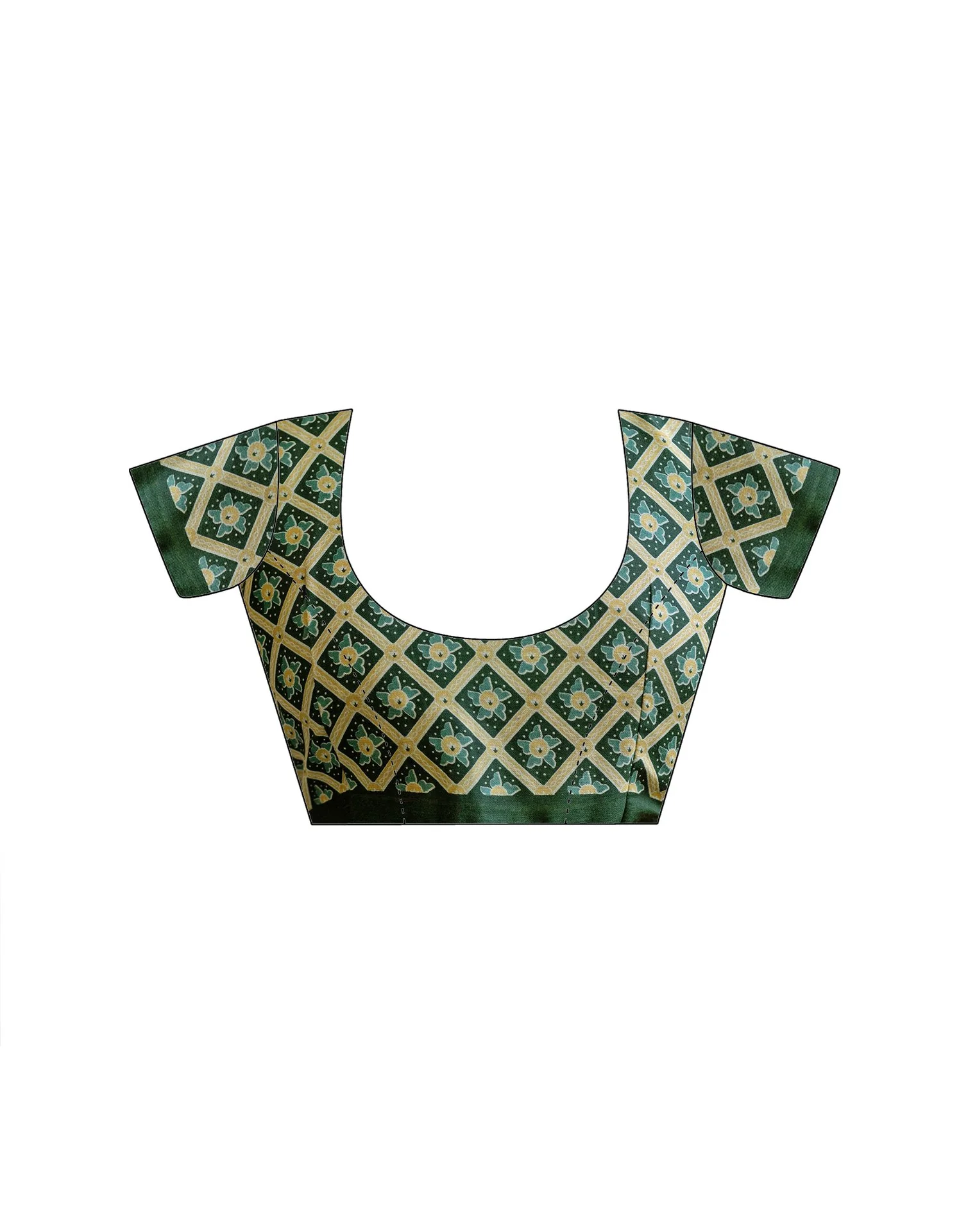 Green Cotton Printed Saree - Image 12