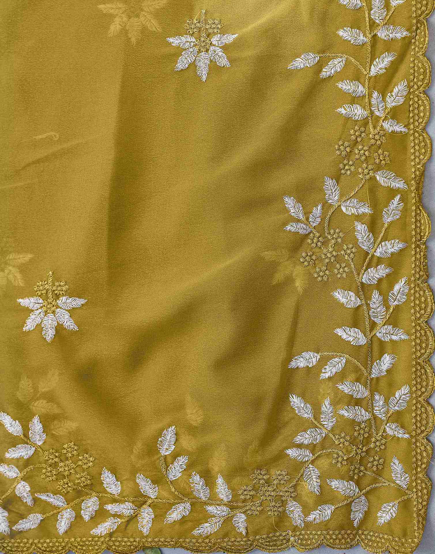 Green Georgette Embroidery Saree - Image 8