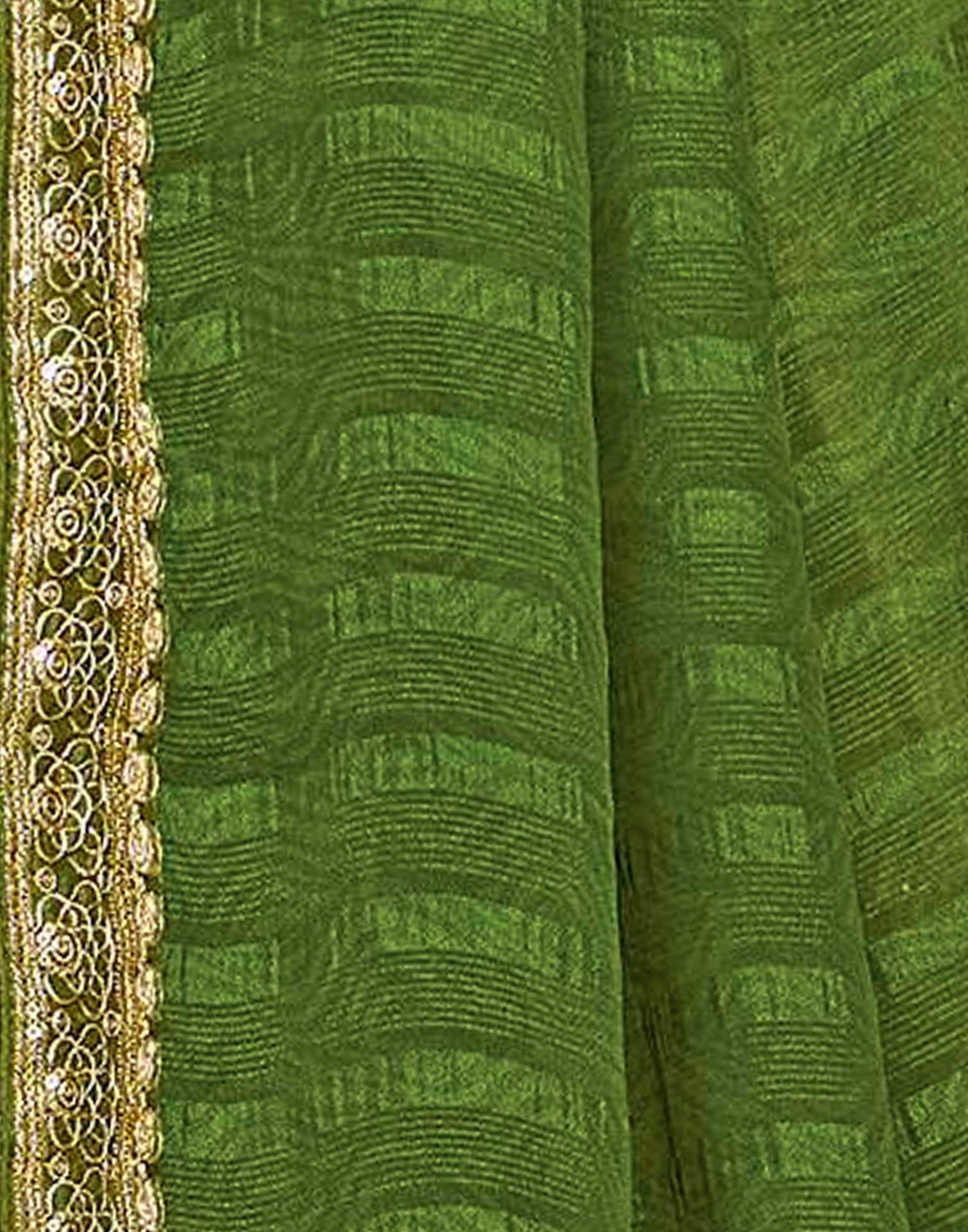 Green Georgette Printed Saree - Image 8
