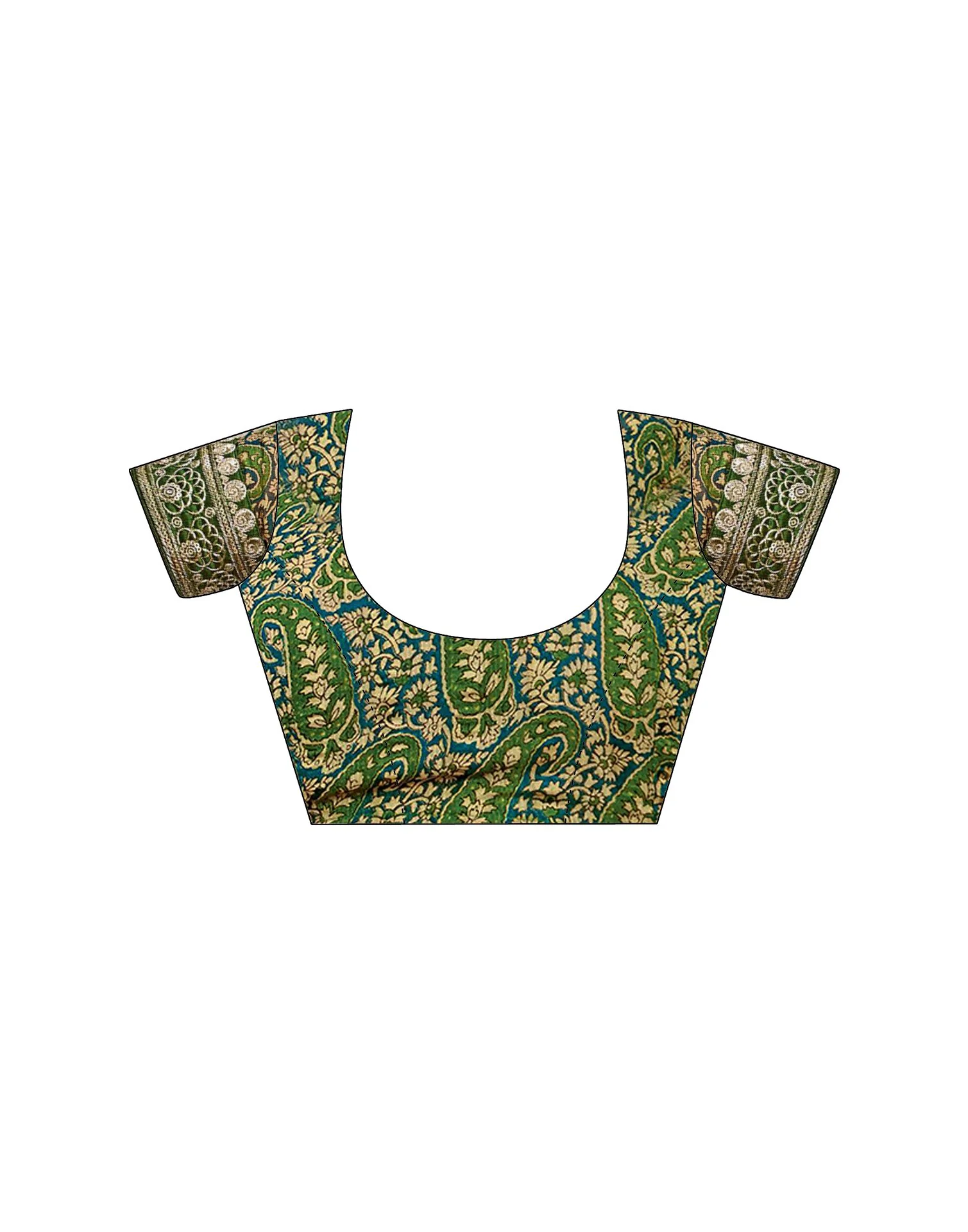 Green Georgette Printed Saree - Image 9