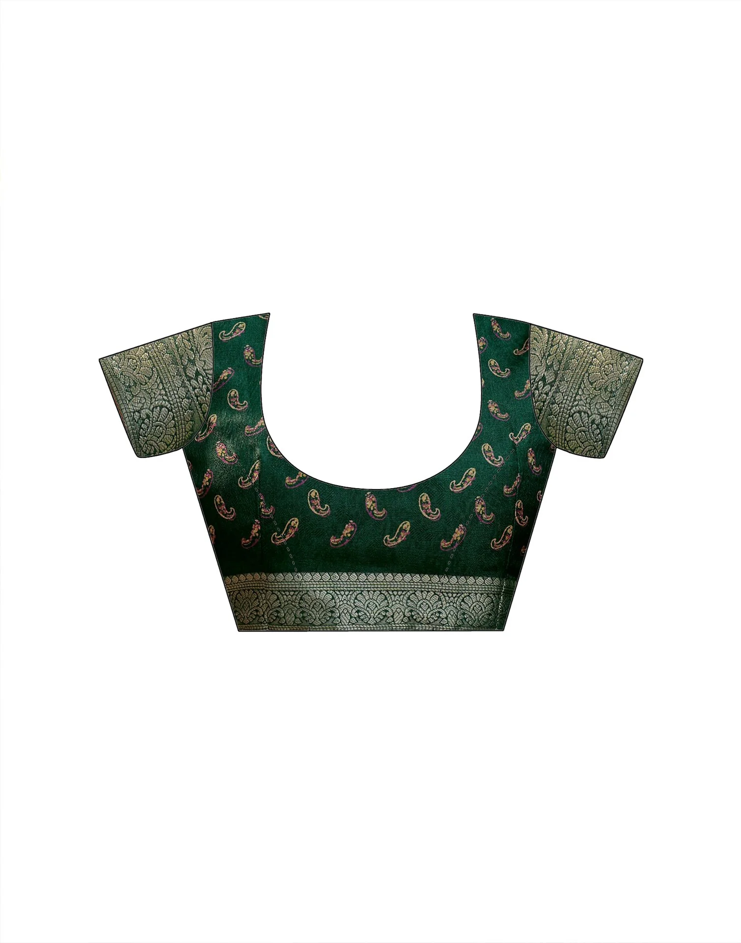 Green Georgette Printed Saree - Image 10