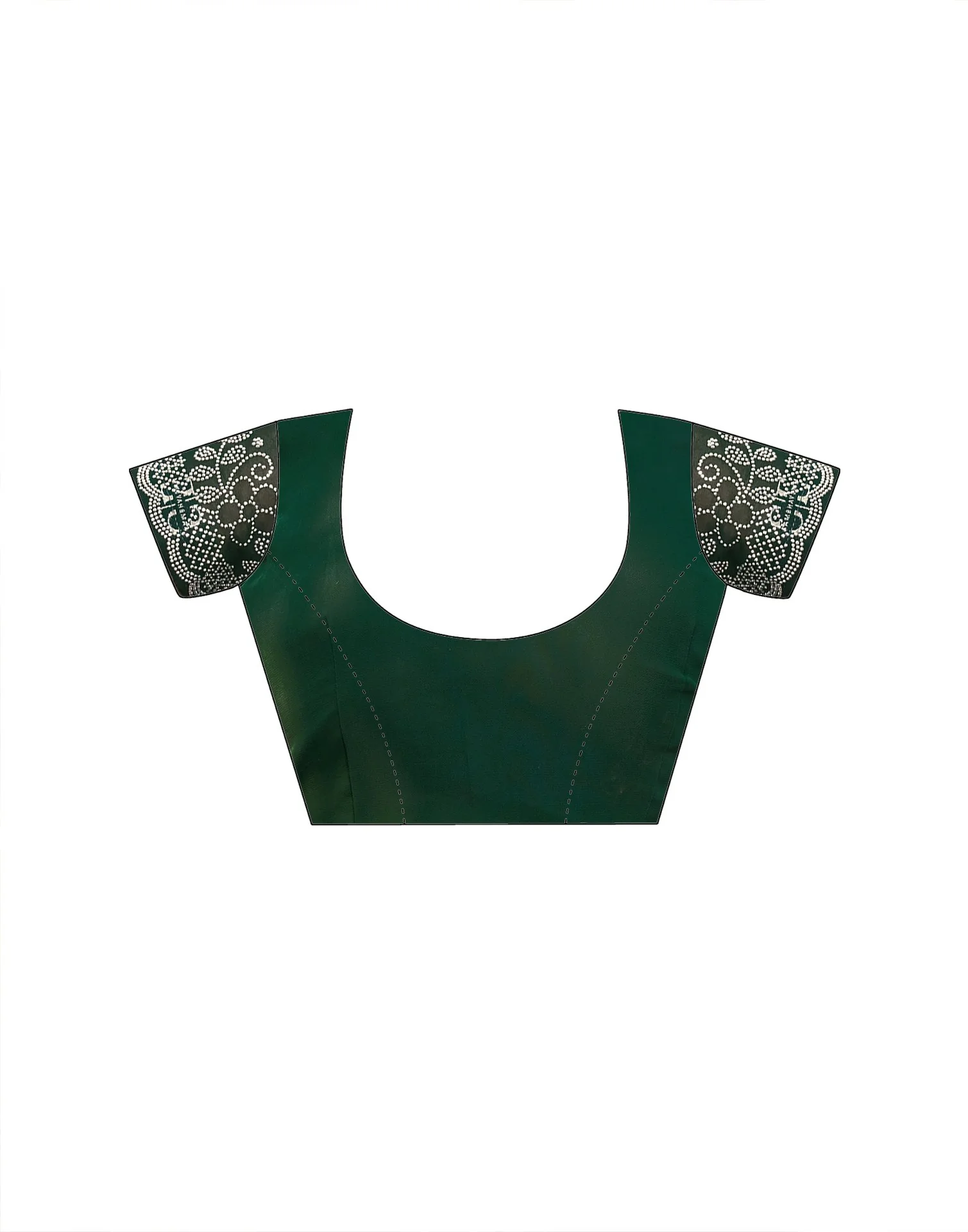 Green Georgette Stone Work Swarovski Saree - Image 10