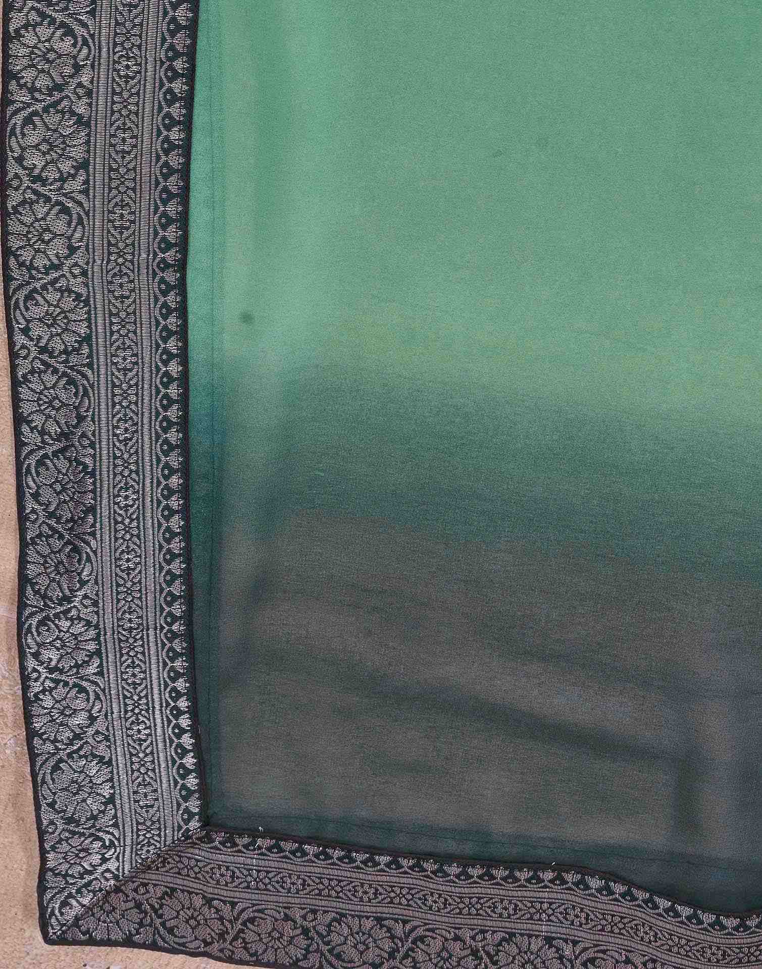 Green Georgette Woven Lace Saree - Image 8