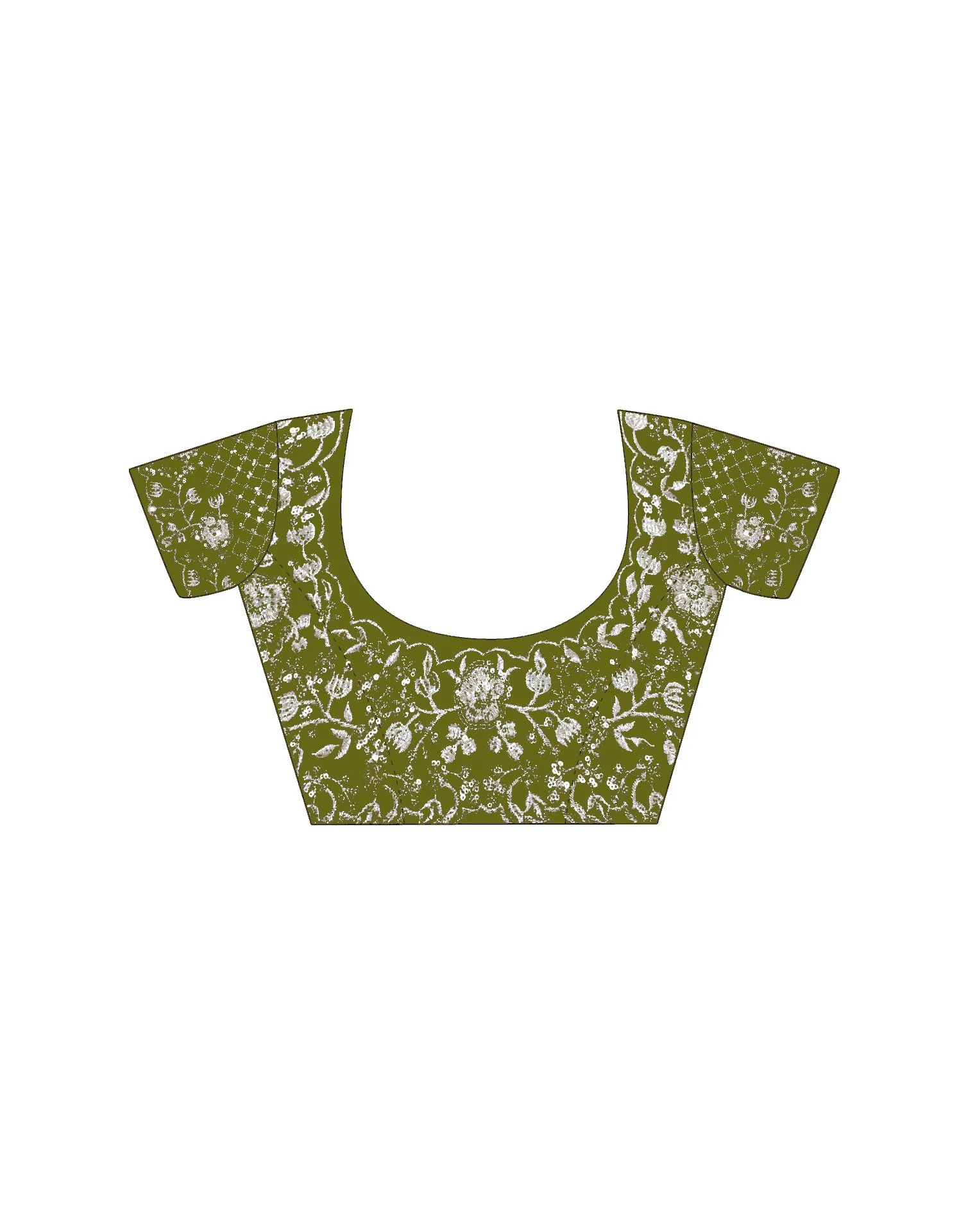 Green Organza Embroidery Lace Saree - Image 9