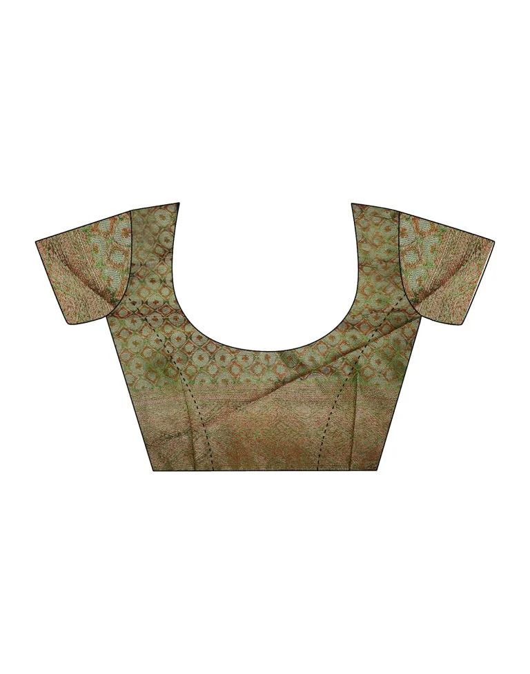 Green Organza Plain Banarasi Saree - Image 10