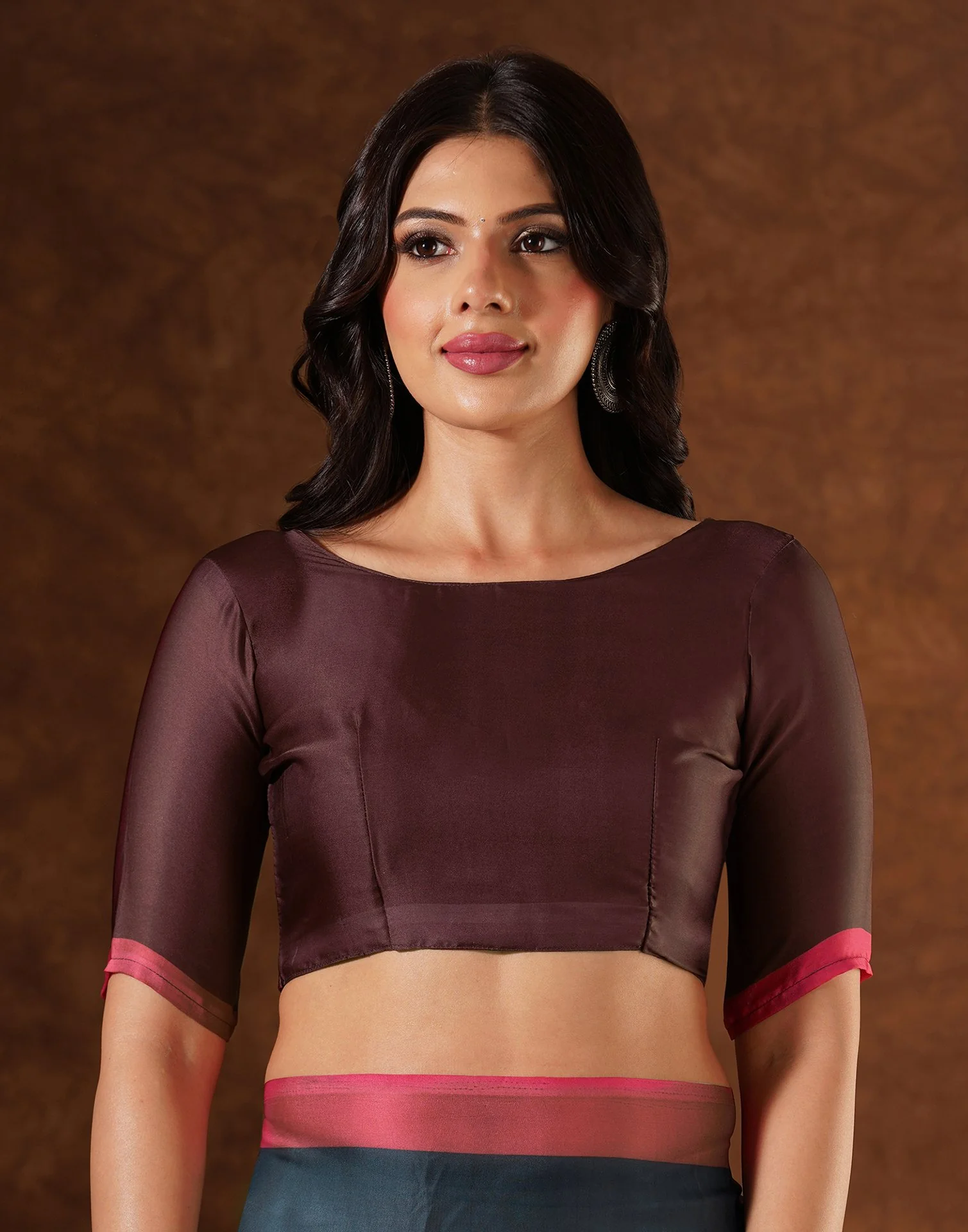 Green Satin Printed Saree - Image 9