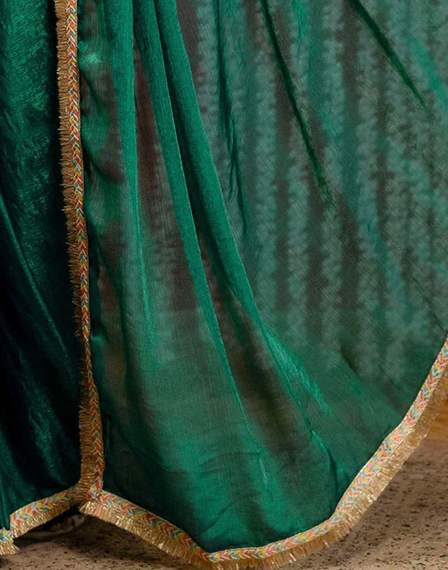 Green Shimmer Lace Saree - Image 10