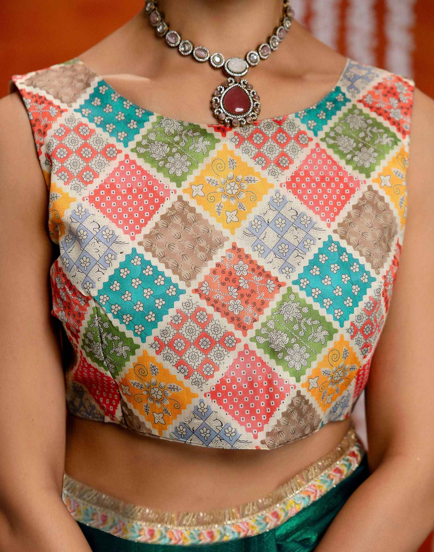 Green Shimmer Lace Saree - Image 11