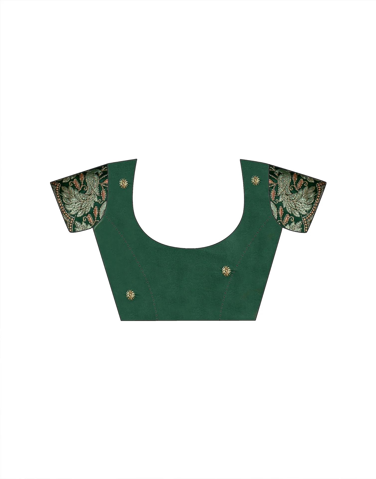 Green Silk Embroidery Saree - Image 9