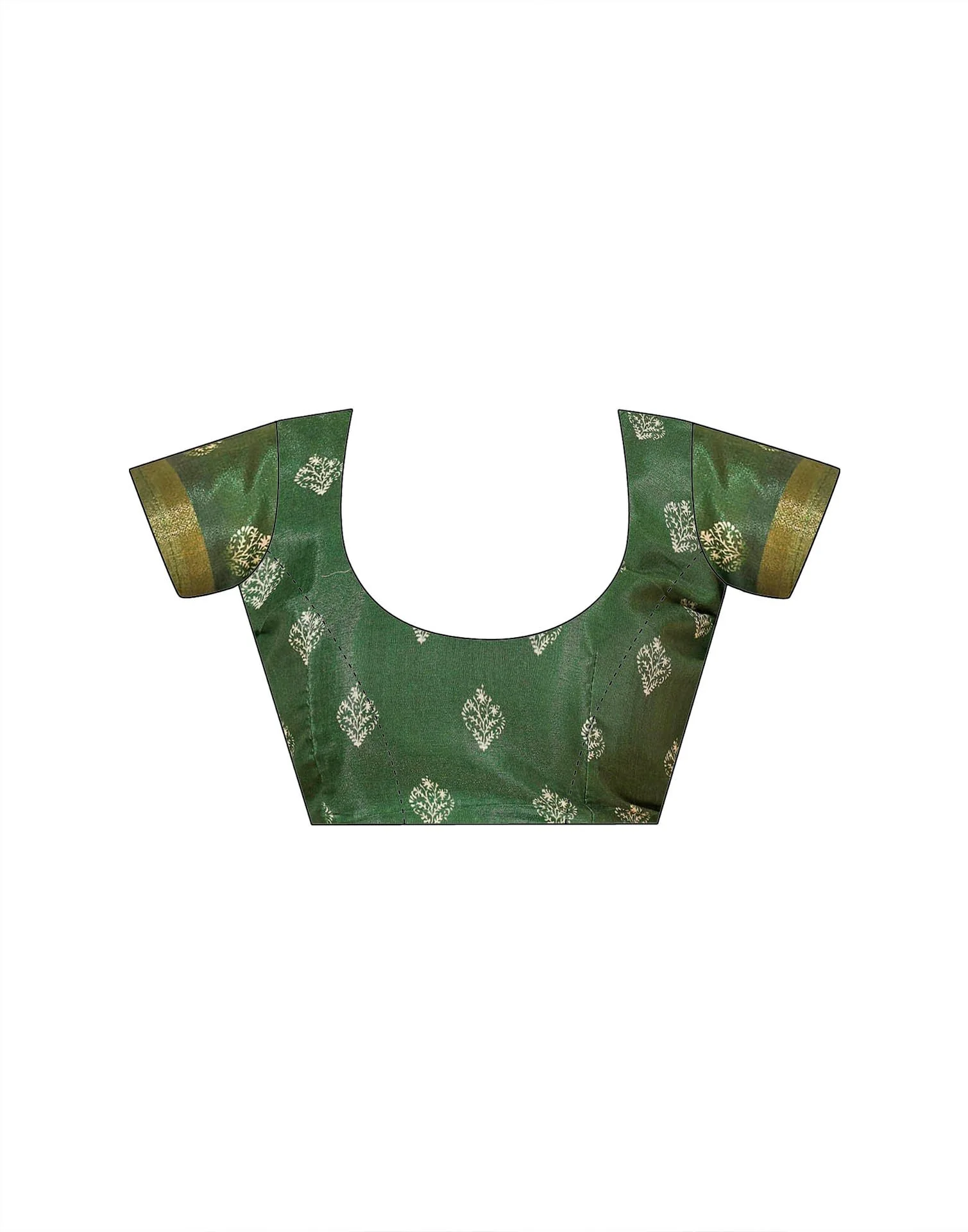 Green Silk Printed Saree - Image 13