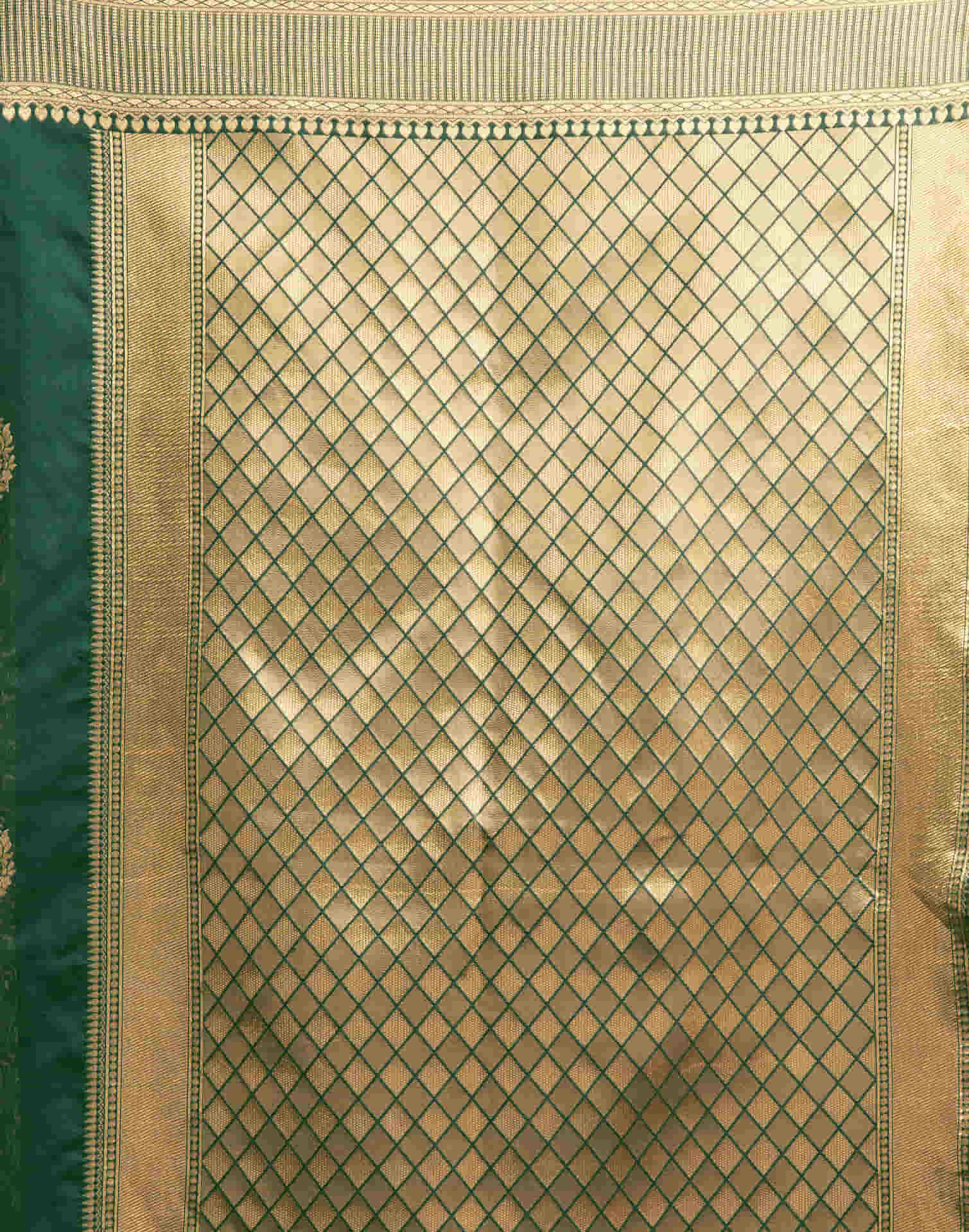 Green Silk Woven Banarasi Saree - Image 8