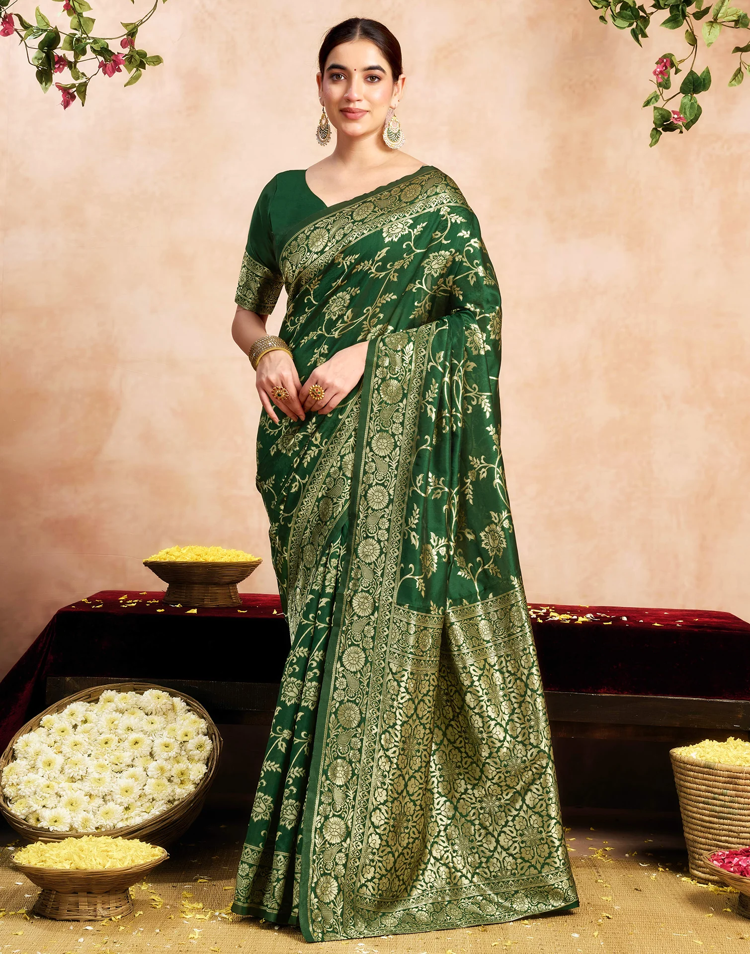 Green Silk Woven Banarasi Saree