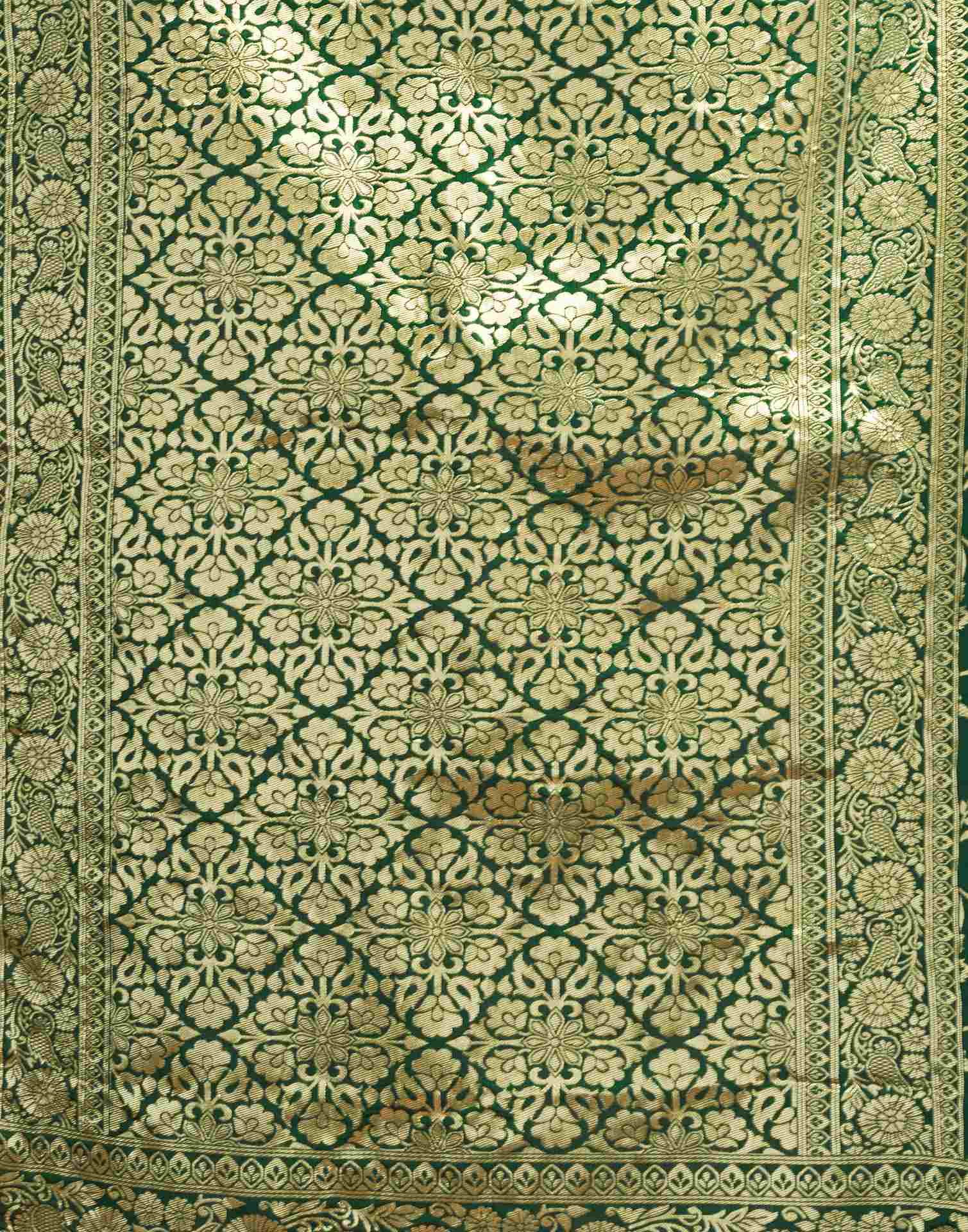 Green Silk Woven Banarasi Saree - Image 7